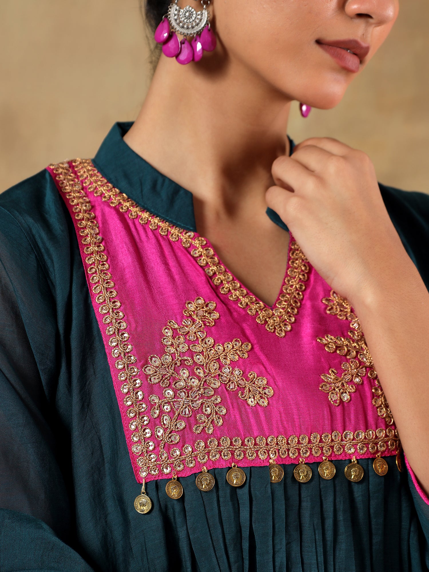 Neelkamal Mul Chanderi Embroidered 3-Piece Set - {1088}