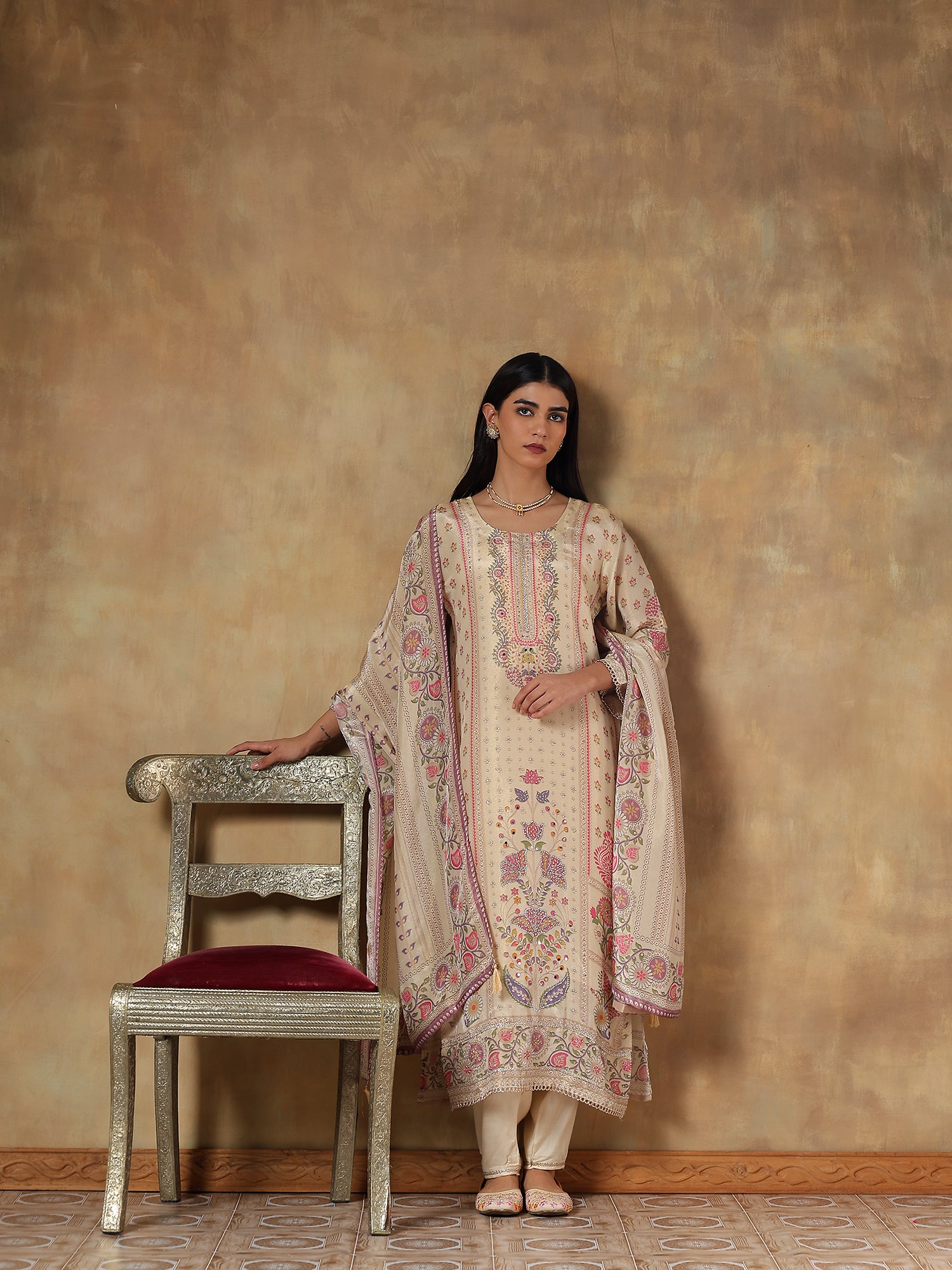 Eshani Pure Shimmer Silk Printed 3-Piece Set (Devri – D.No 1068)