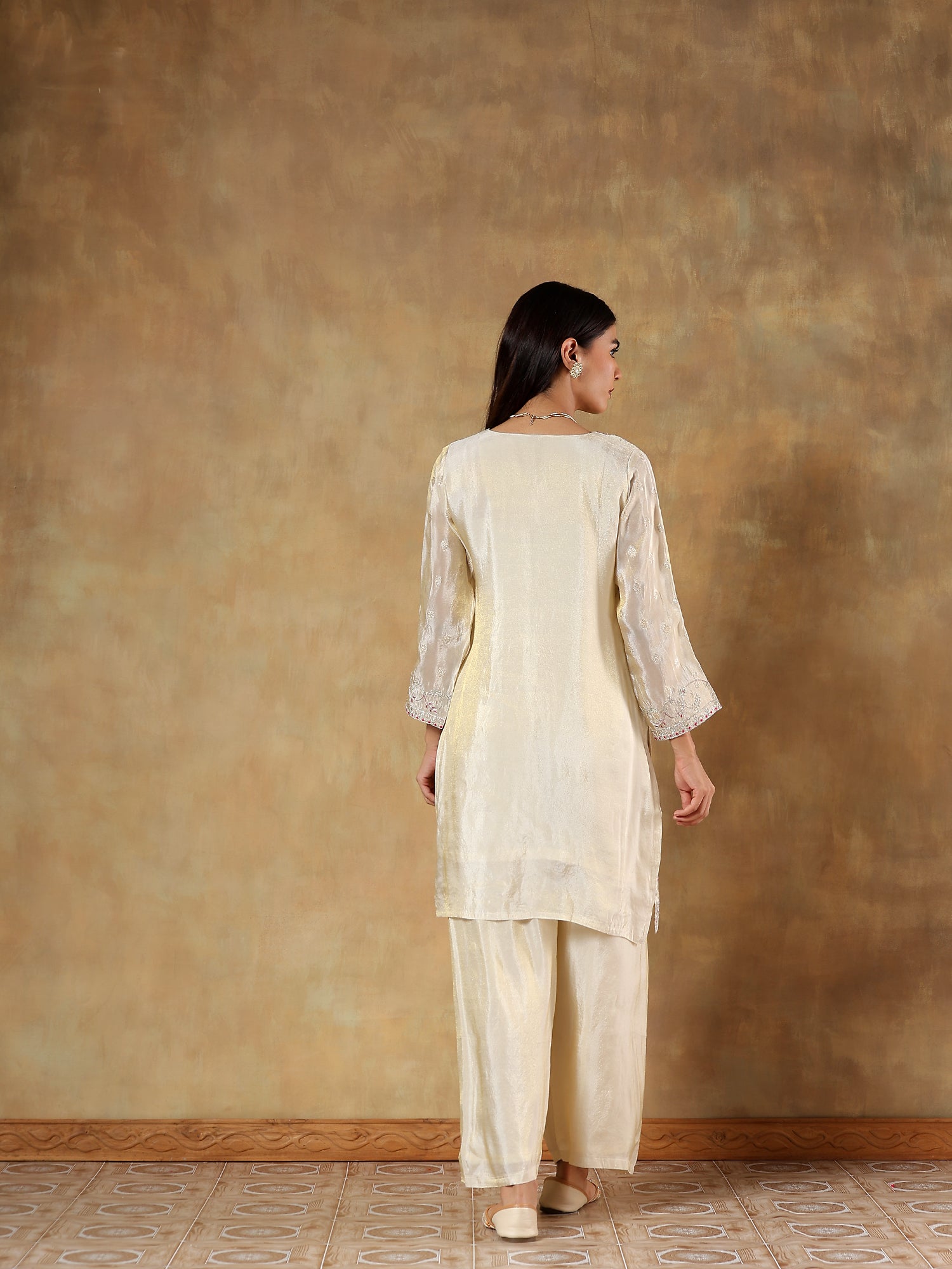 Ziya Pure Shimmer Silk Hand-Embroidered 2-Piece Set (Devri – D.No 1097)