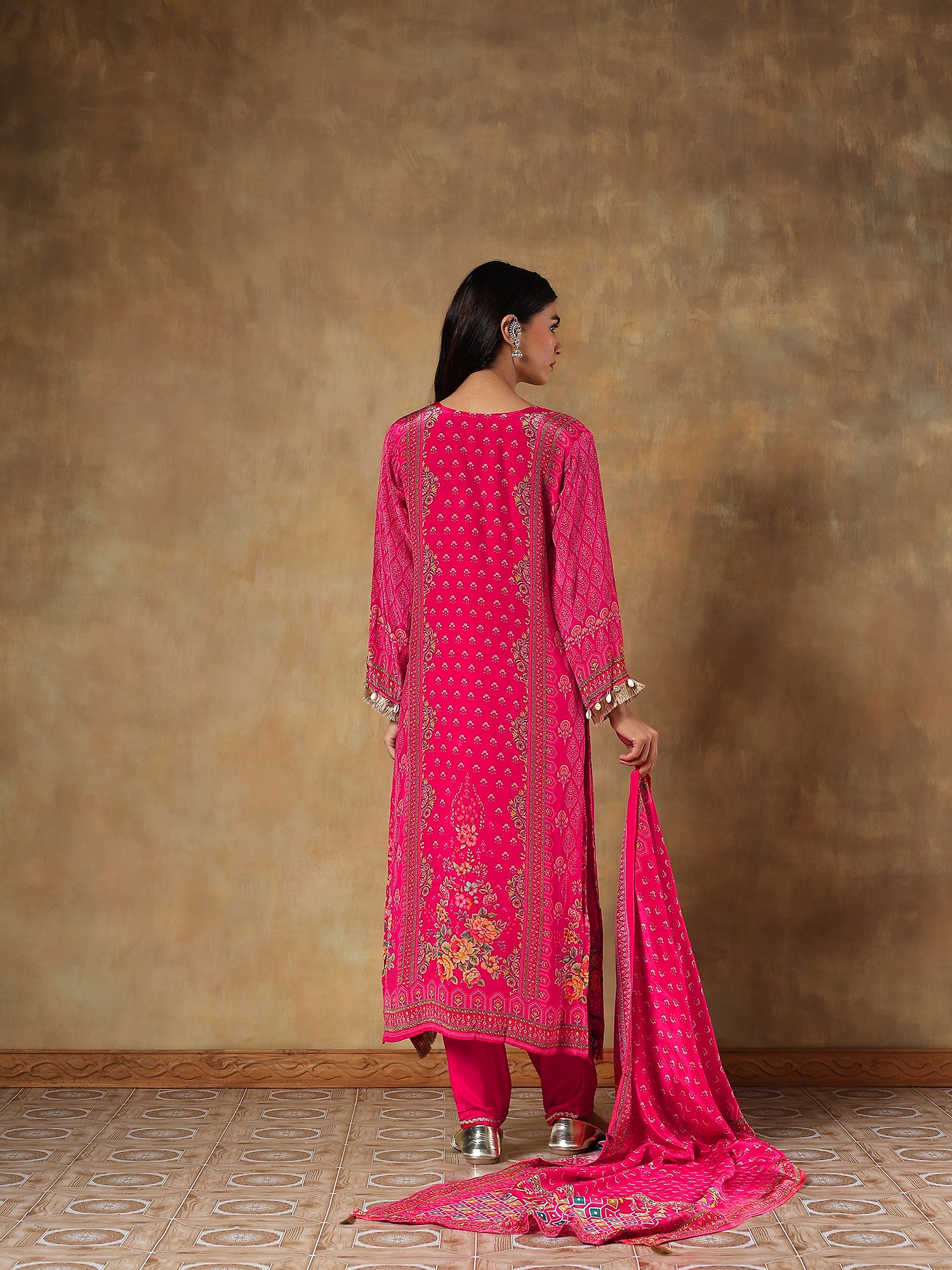 Ruhani Natural Crepe Printed 3-Piece Set (Devri – D.No 2007