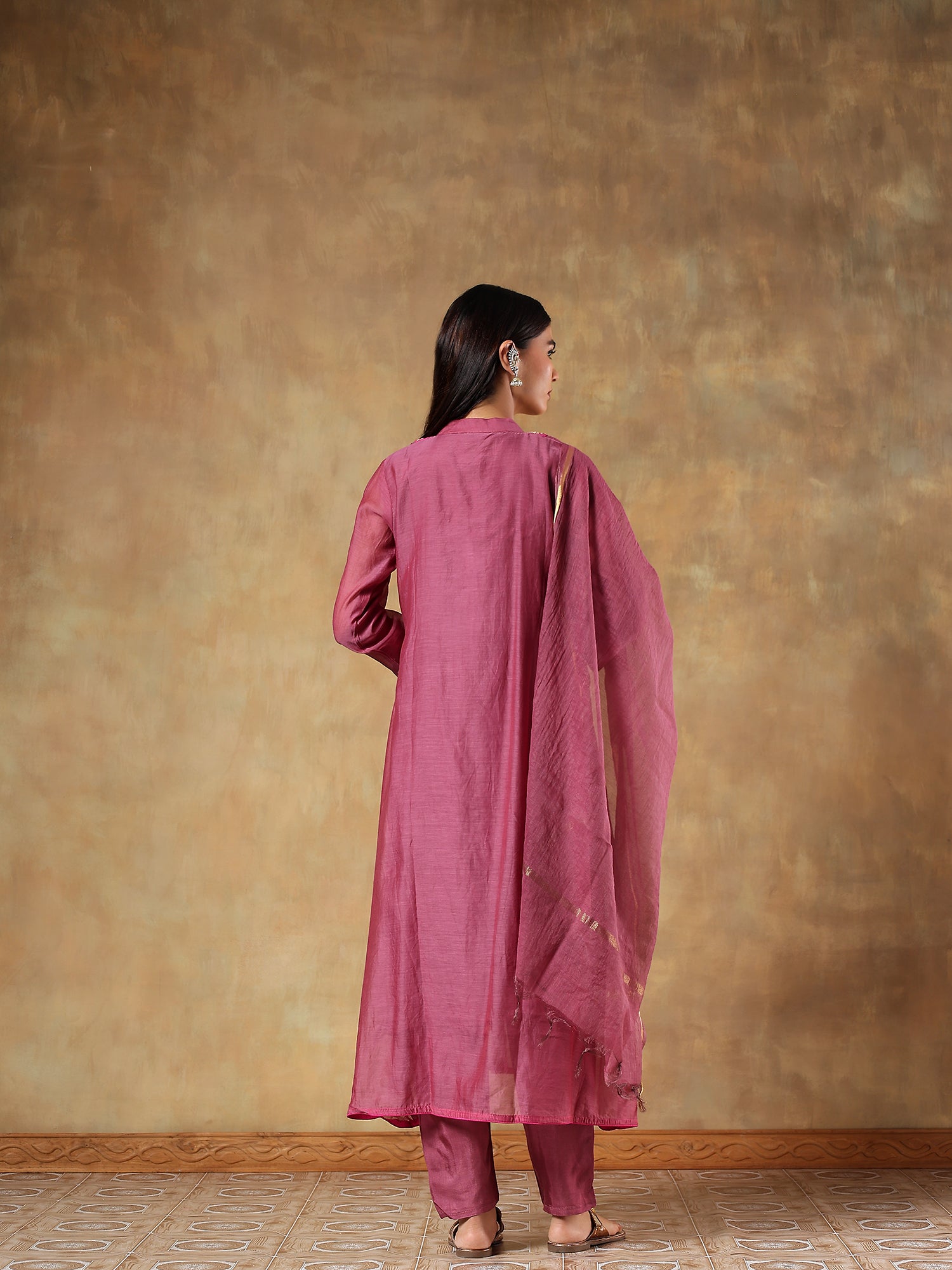 Ira Mul Chanderi Hand-Embroidered 3-Piece Set (Devri – D.No 1087)