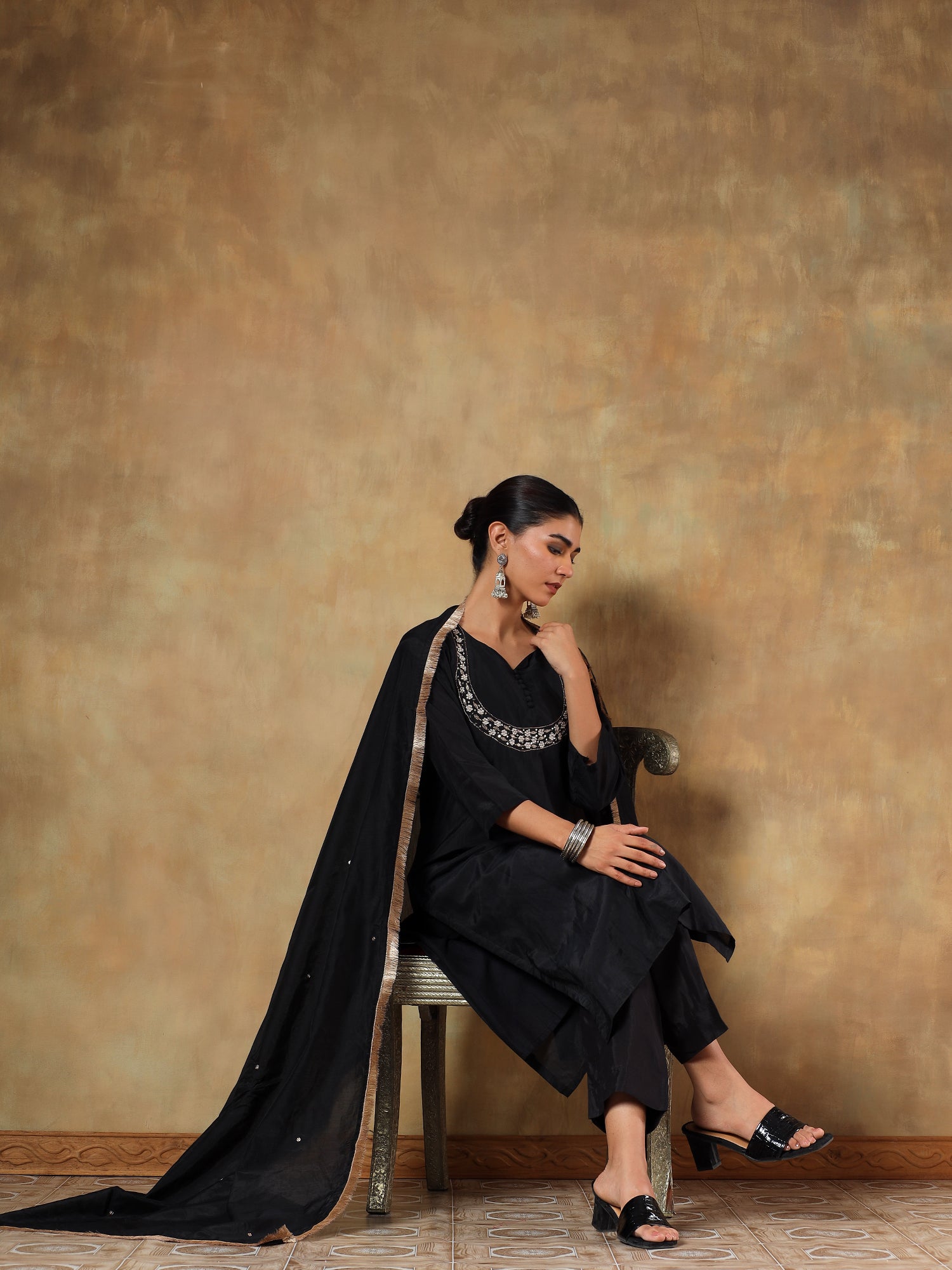 Zehra Pure Mul Silk Hand-Embroidered 3-Piece Set - {2010/M}