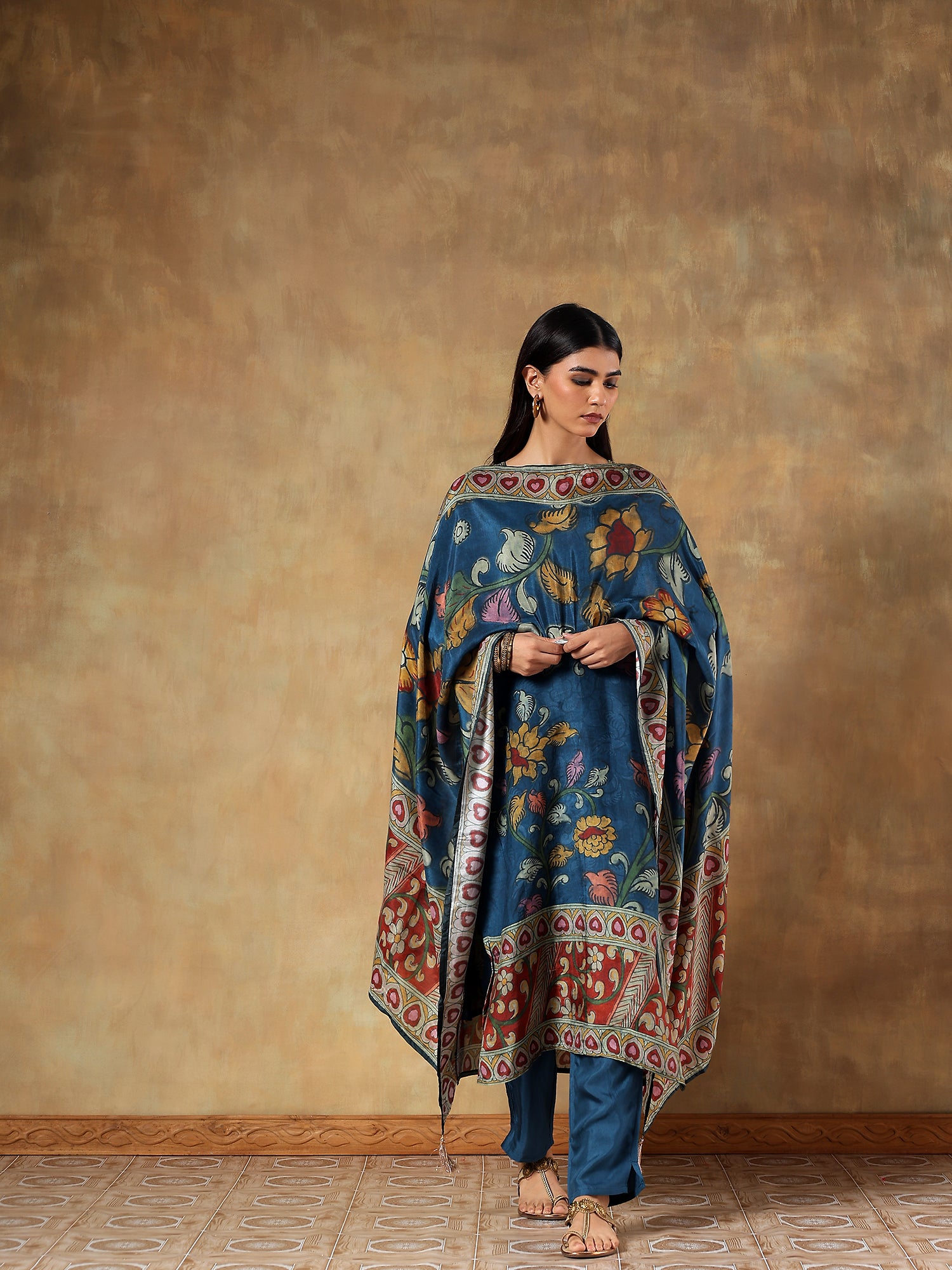 Mira Russian Silk Printed 3-Piece Set (Devri – D.No 1076)