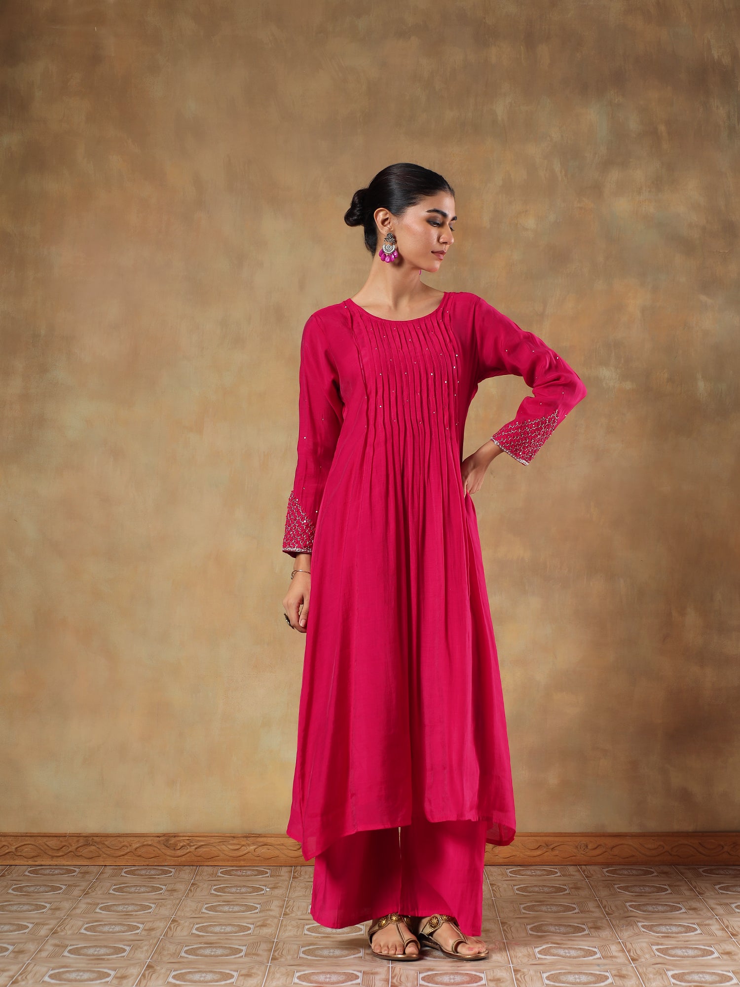 Gulbahar Mul Silk Hand-Embroidered 3-Piece Set - {1084}