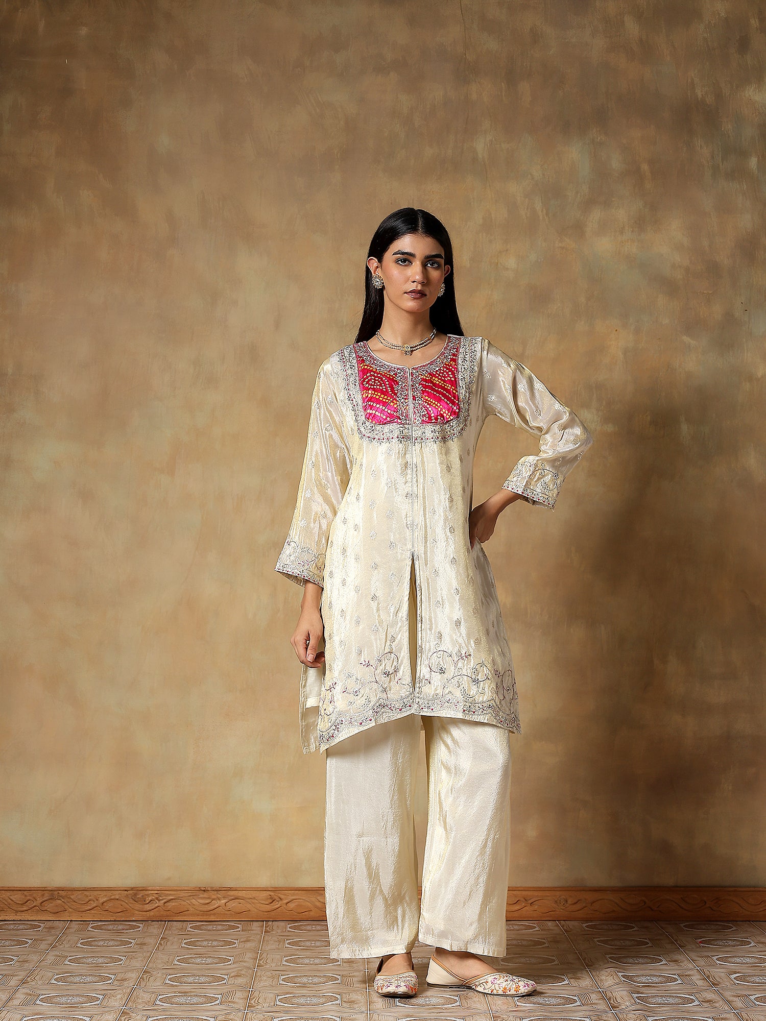 Ziya Pure Shimmer Silk Hand-Embroidered 2-Piece Set (Devri – D.No 1097)