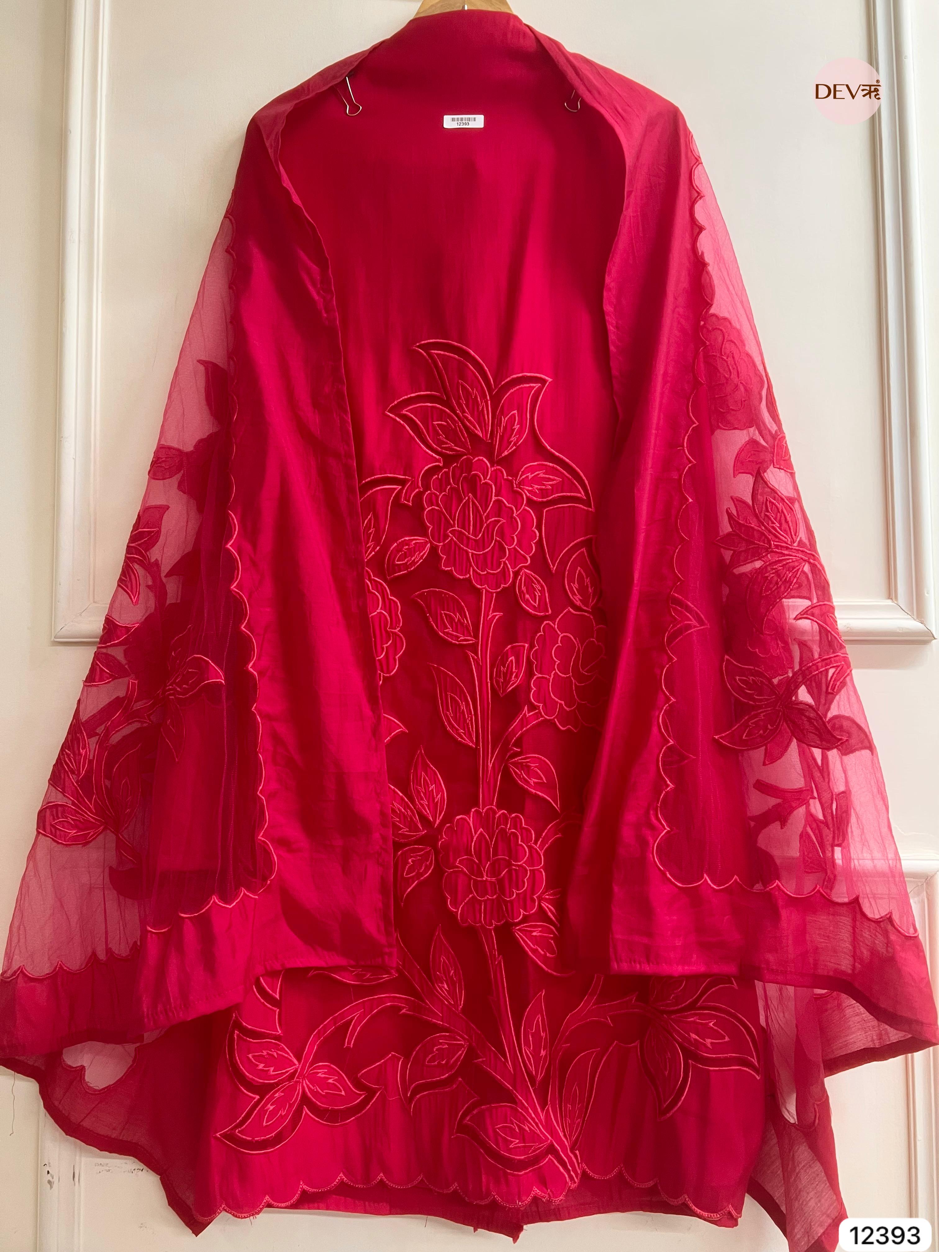 Magenta Modal Silk Embroidered Unstitched 3-Piece Suit (Devri – D.No 12393)