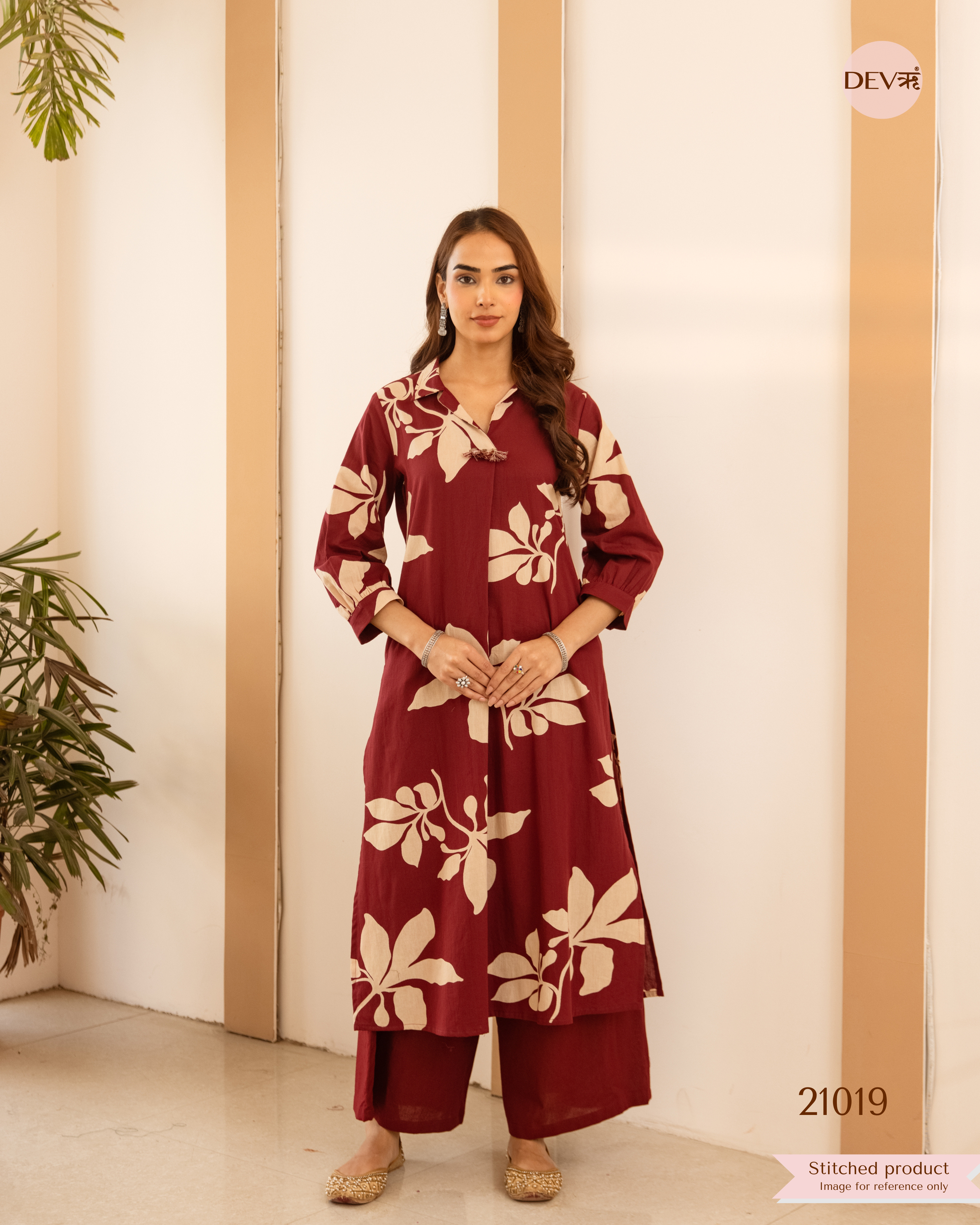 Vasanti German reyon Printed Maroon 2-Piece Set (Devri – D.No 21019)