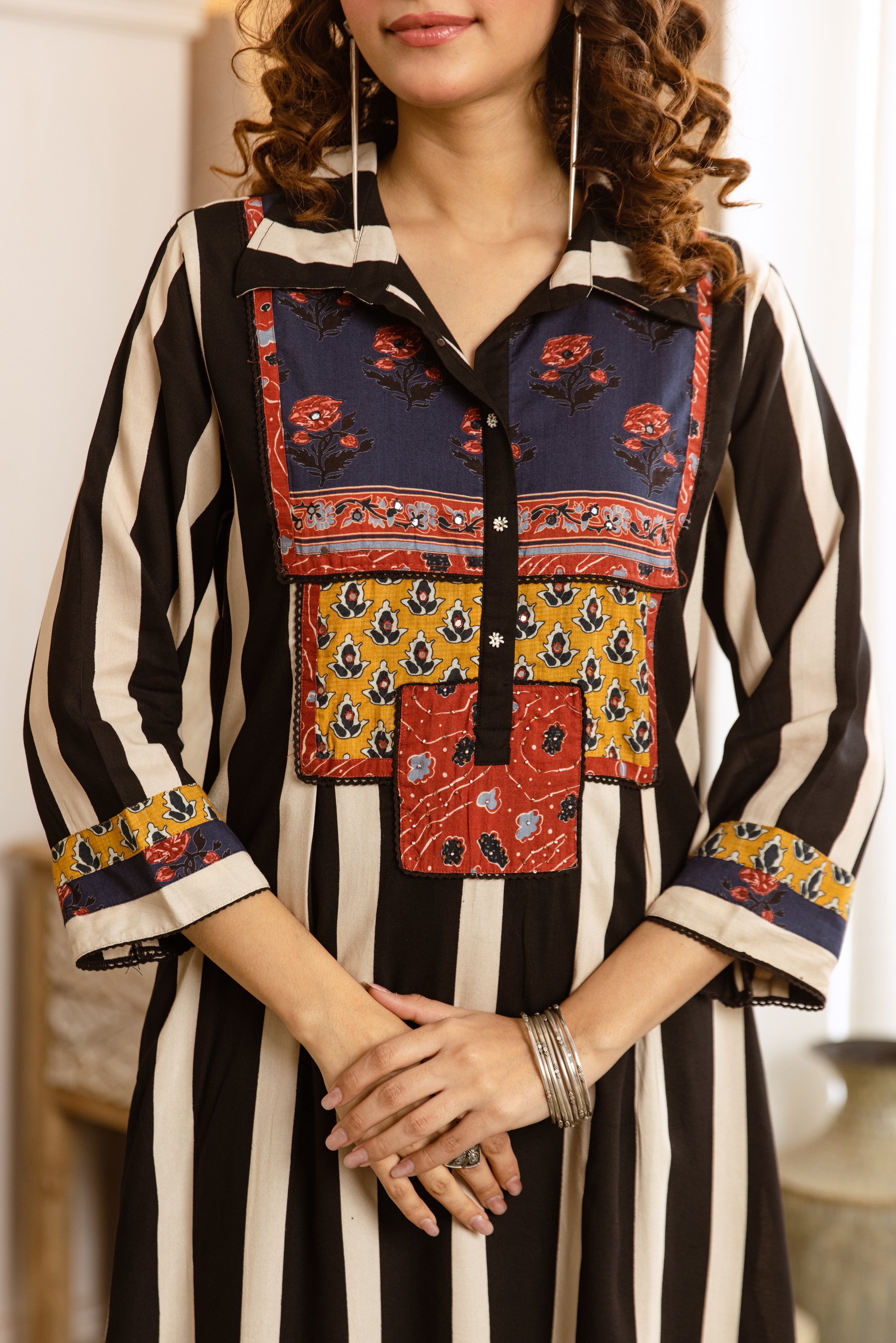 Inara Pure Cotton Printed Black White 2-Piece Set (Devri – D.No 20030)