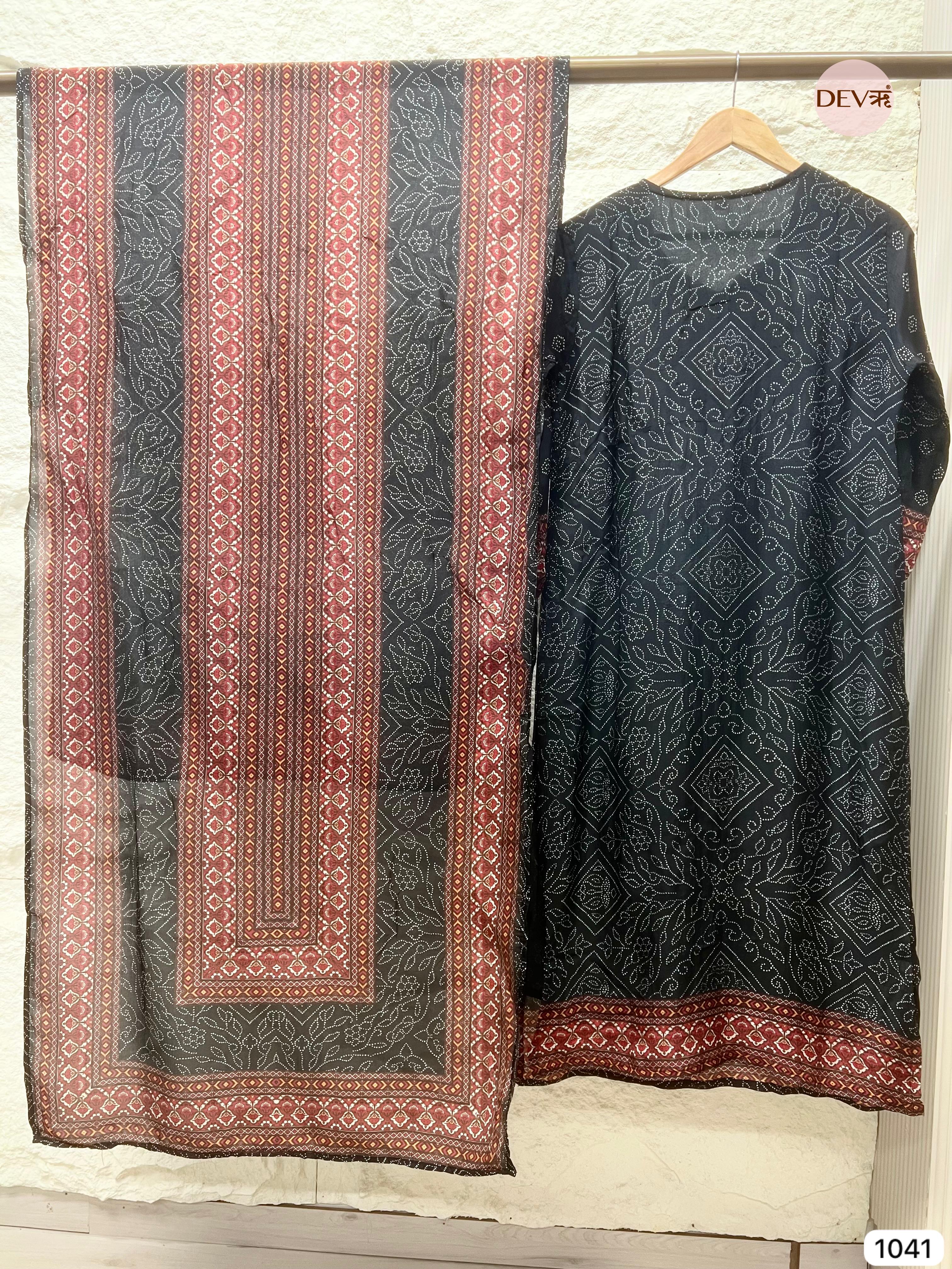 Rudrani Pure Modal Silk Printed Black 3-Piece Set (Devri – D.No 1041)