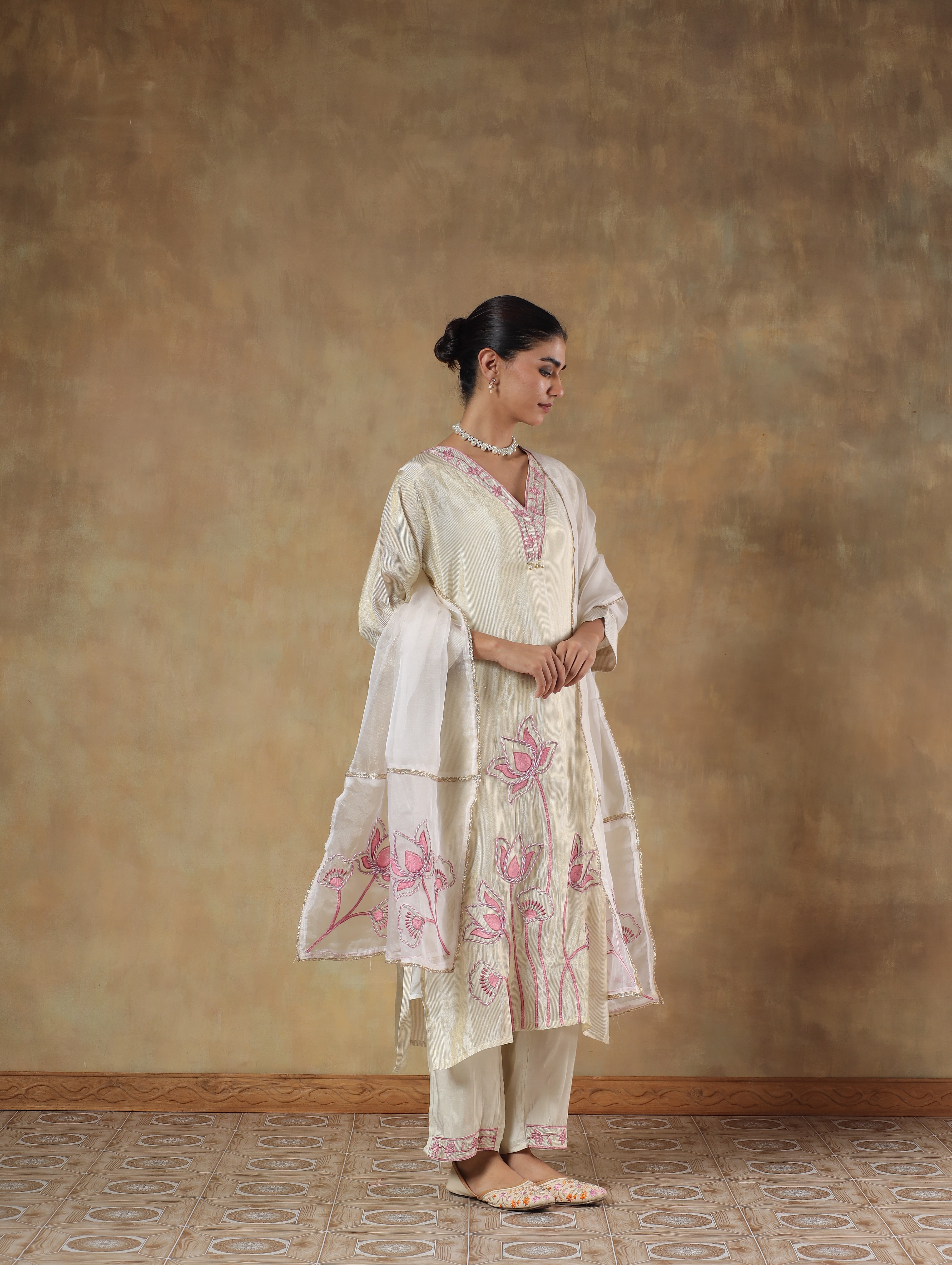 Aaryaa Tissue Silk Hand-Embroidered 3-Piece Set (Devri – D.No 1067)