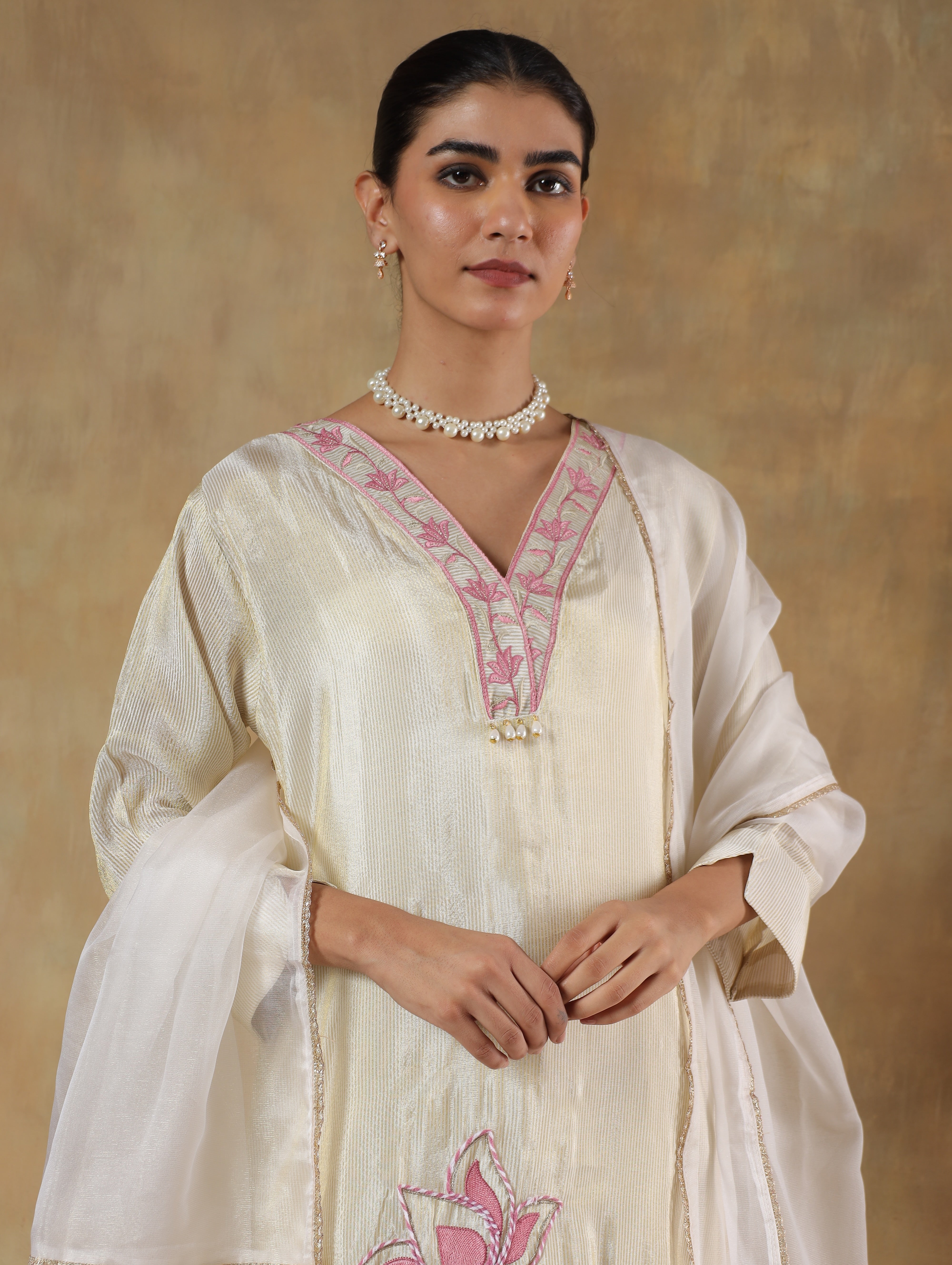 Aaryaa Tissue Silk Hand-Embroidered 3-Piece Set (Devri – D.No 1067)