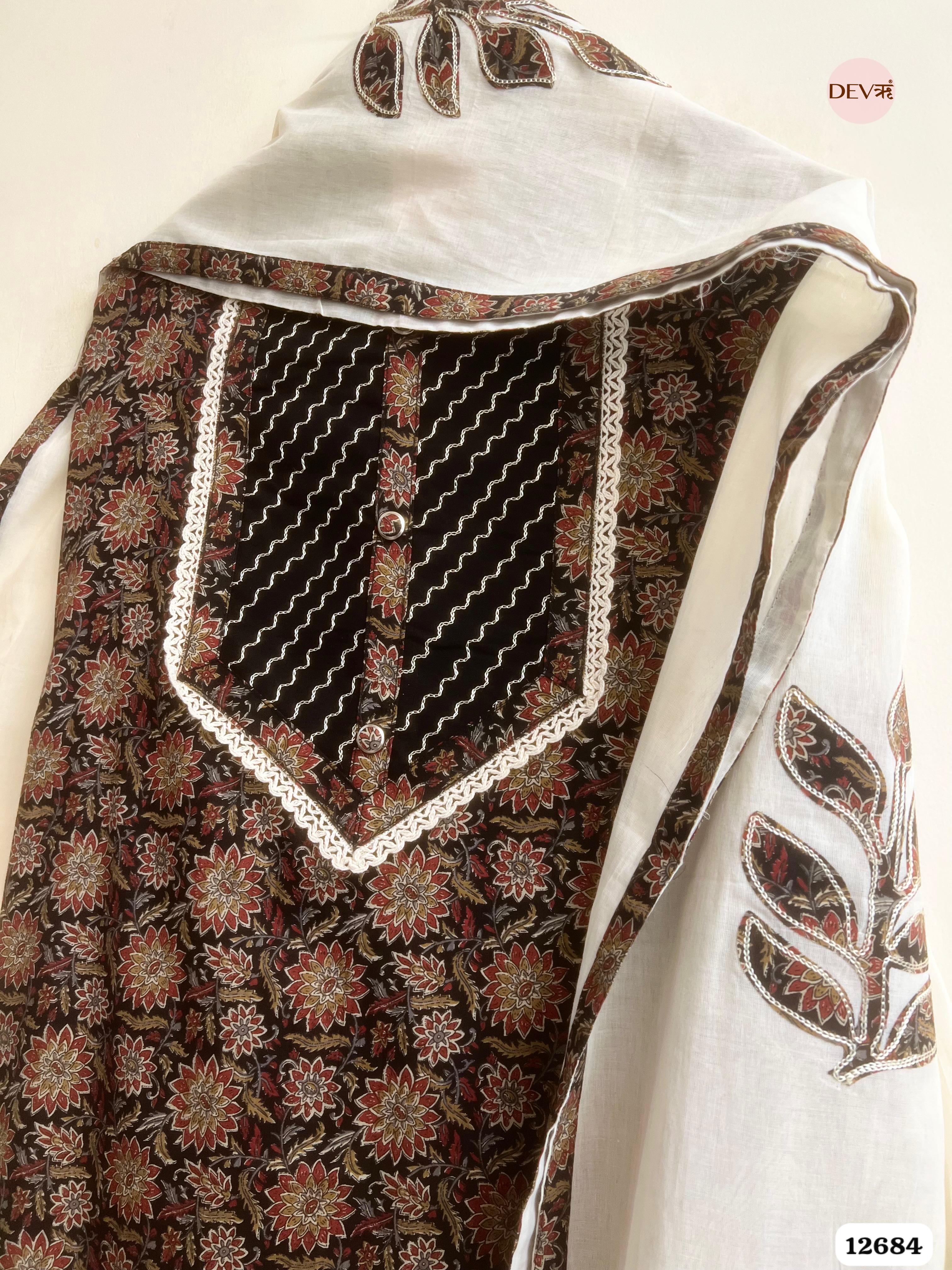 Multicolor Cotton Printed Unstitched 3-Piece Suit (Devri – D.No 12684)