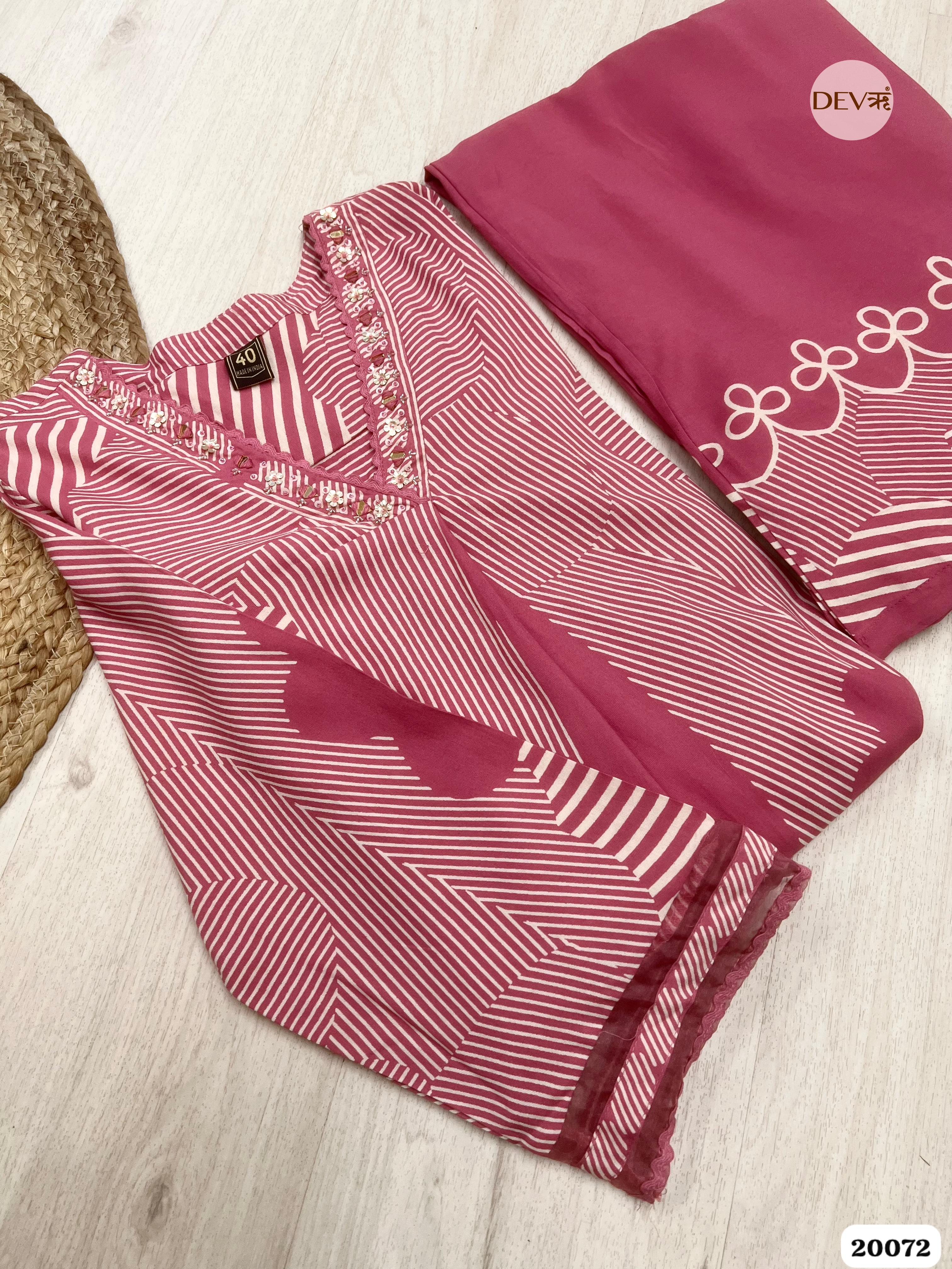 Sana German Reyon Printed Pink 2-Piece Set (Devri – D.No 20072)
