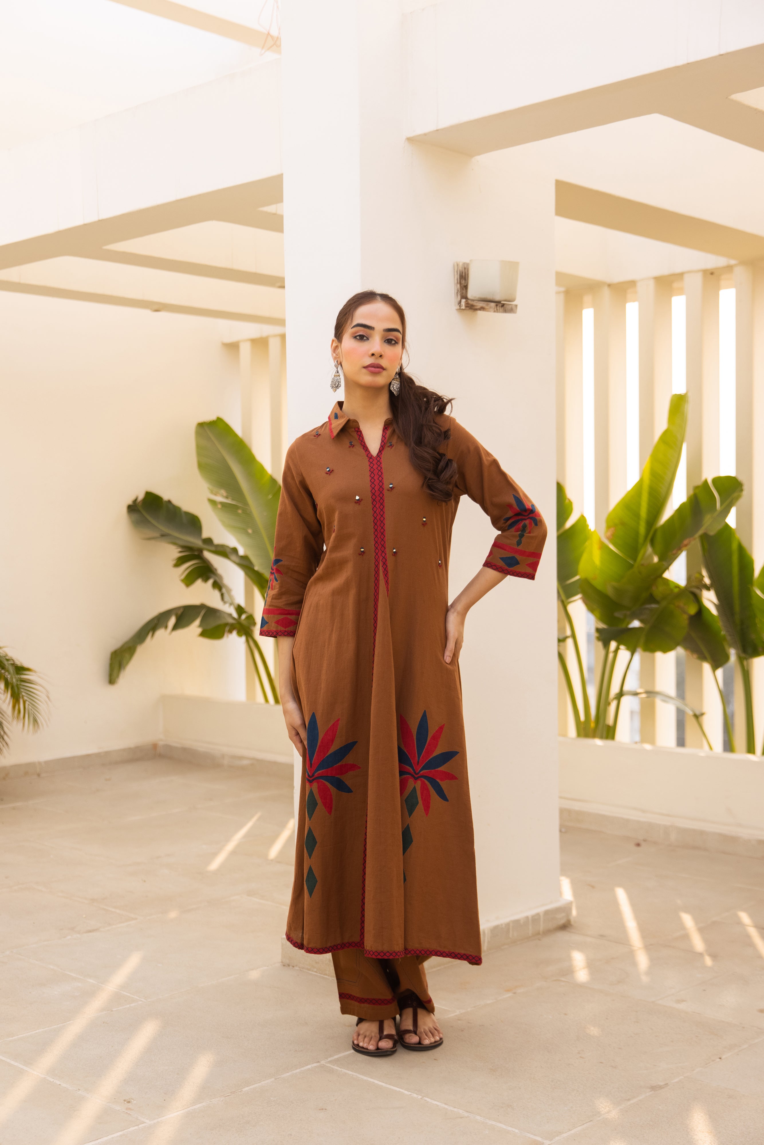 Zariya Cotton slub Printed Brown 2-Piece Set (Devri – D.No 21018)