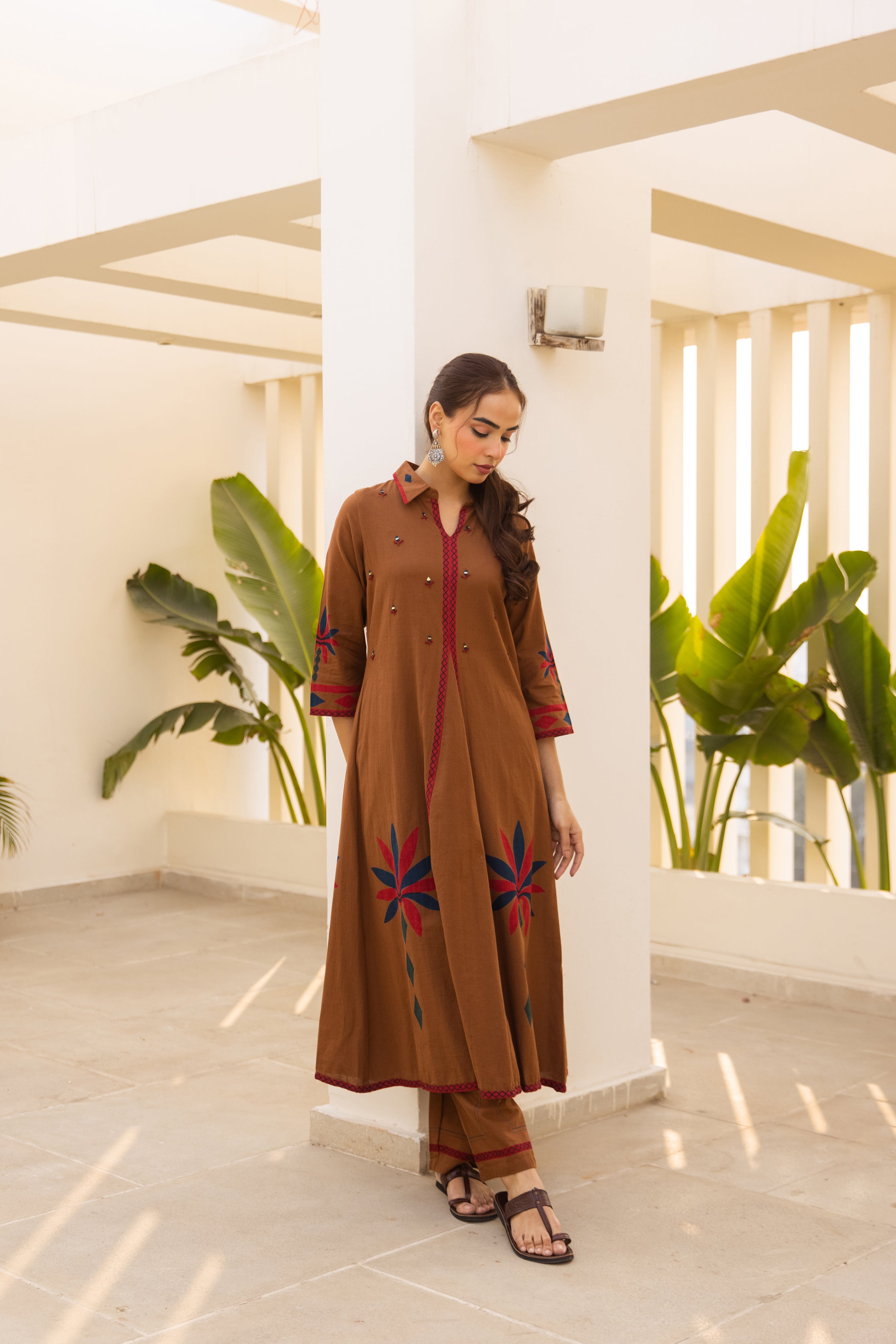 Zariya Cotton slub Printed Brown 2-Piece Set (Devri – D.No 21018)