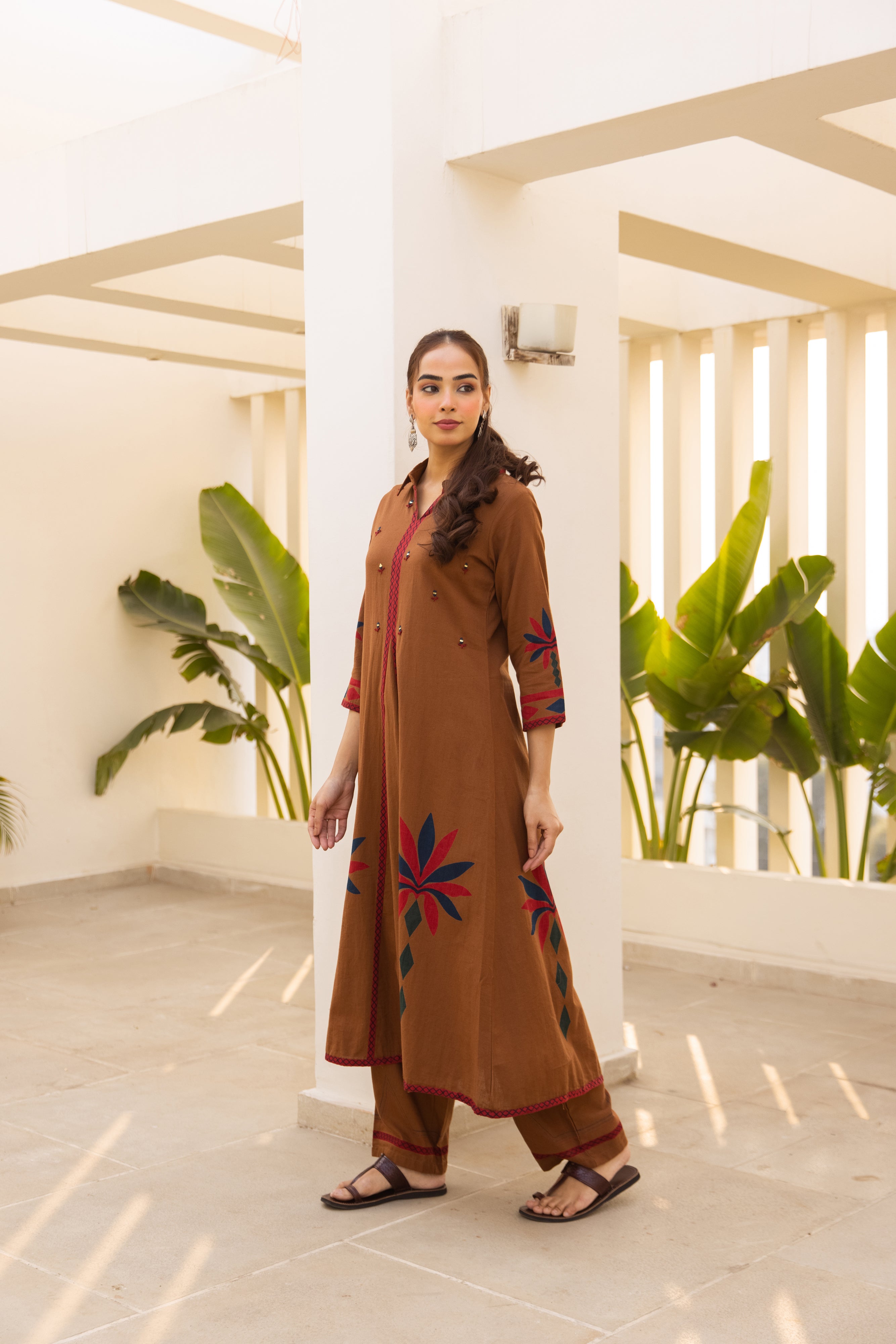 Zariya Cotton slub Printed Brown 2-Piece Set (Devri – D.No 21018)