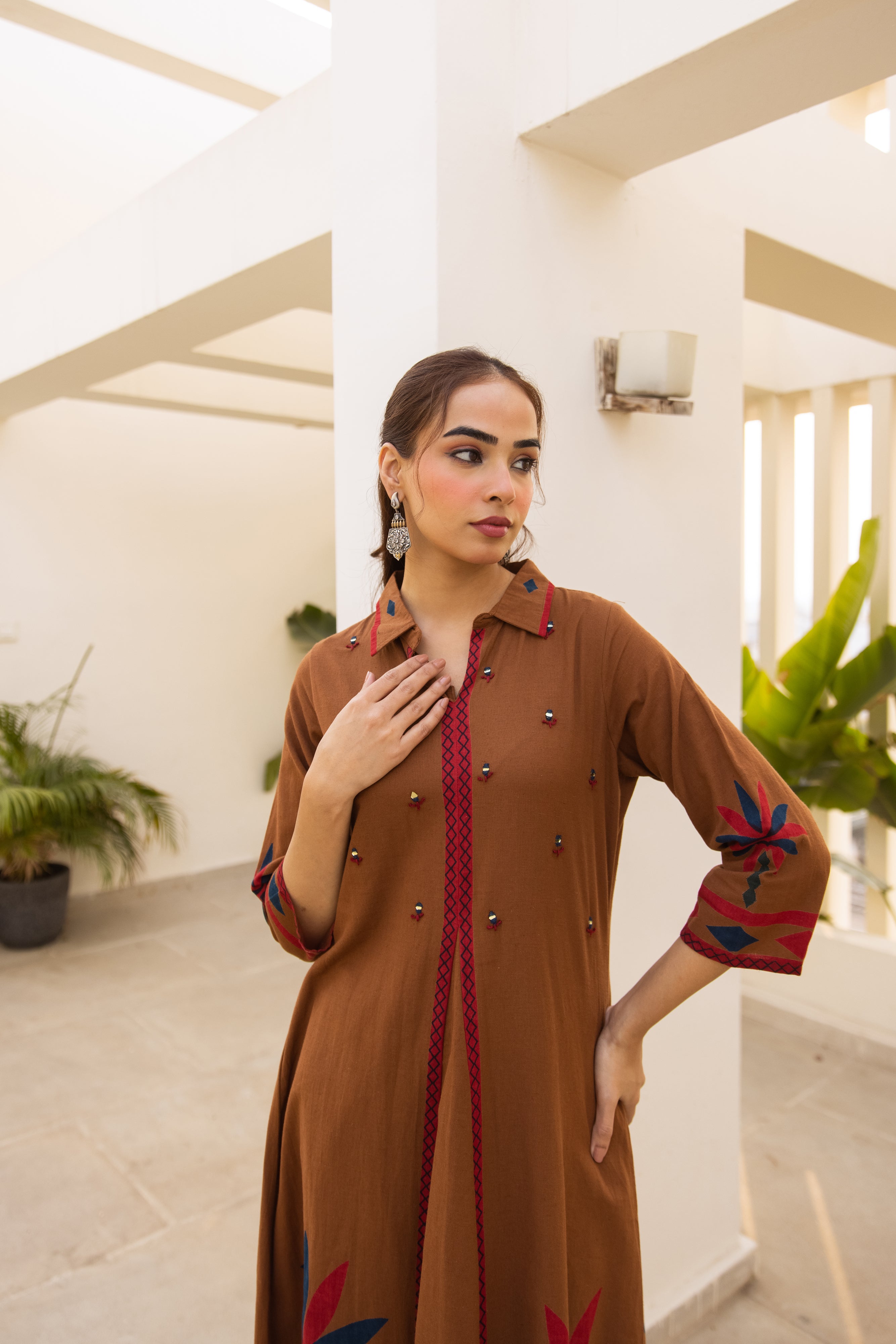 Zariya Cotton slub Printed Brown 2-Piece Set (Devri – D.No 21018)