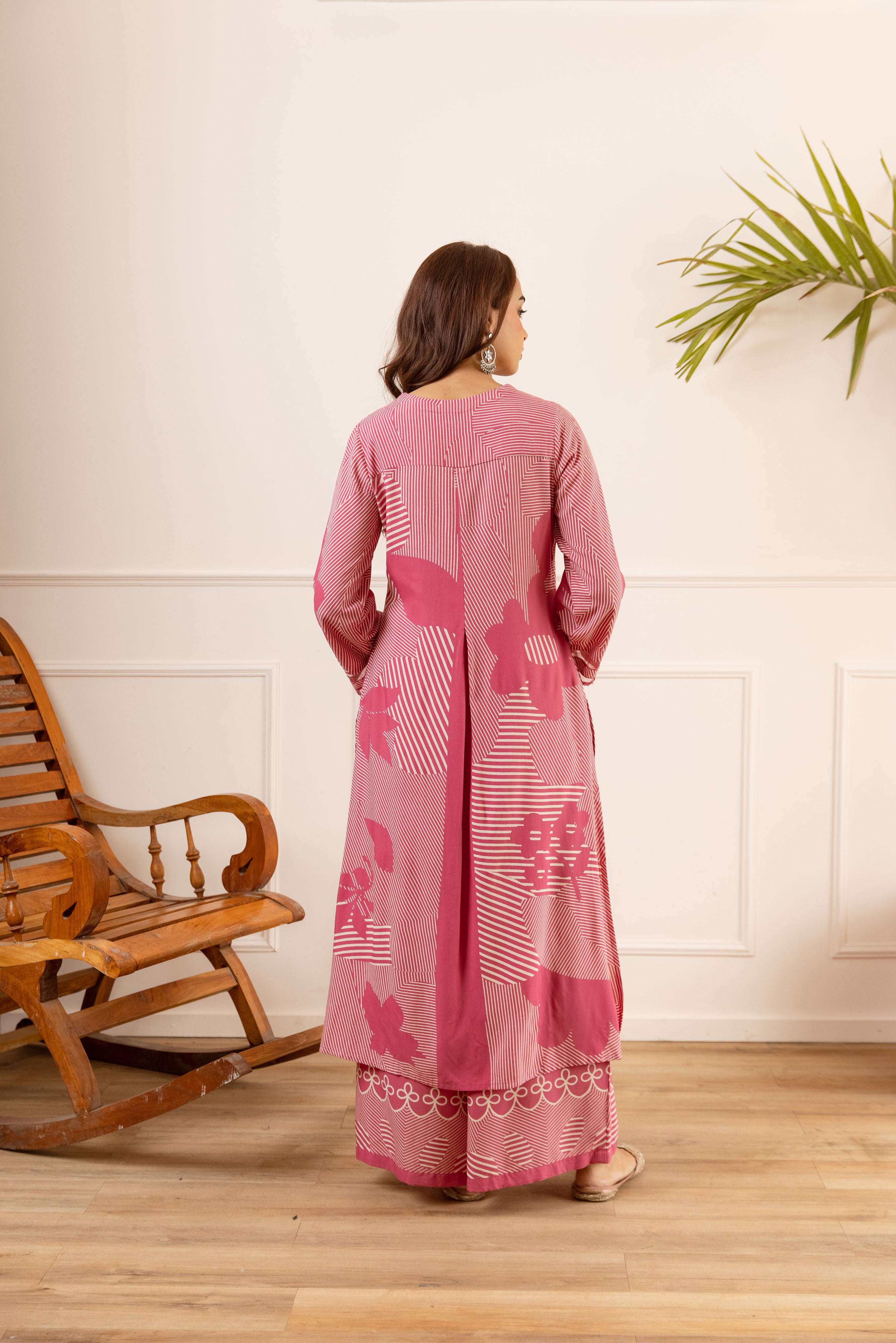 Sana German Reyon Printed Pink 2-Piece Set (Devri – D.No 20072)