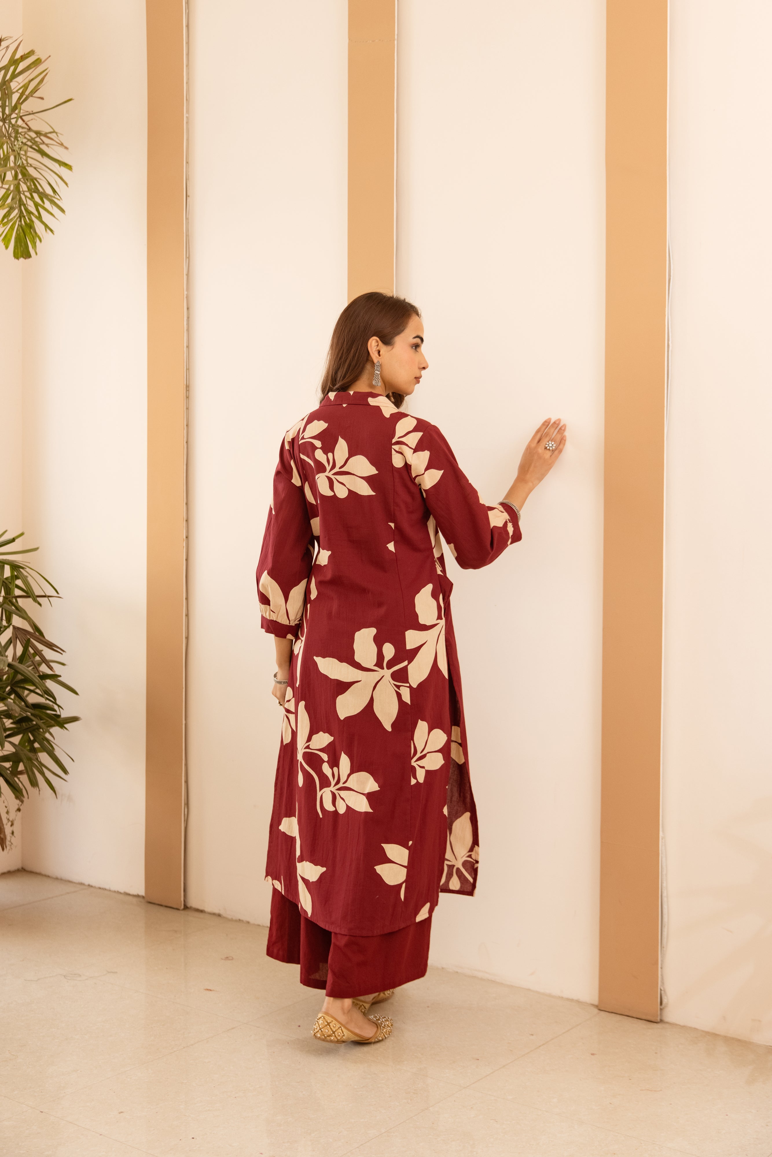 Vasanti German reyon Printed Maroon 2-Piece Set (Devri – D.No 21019)