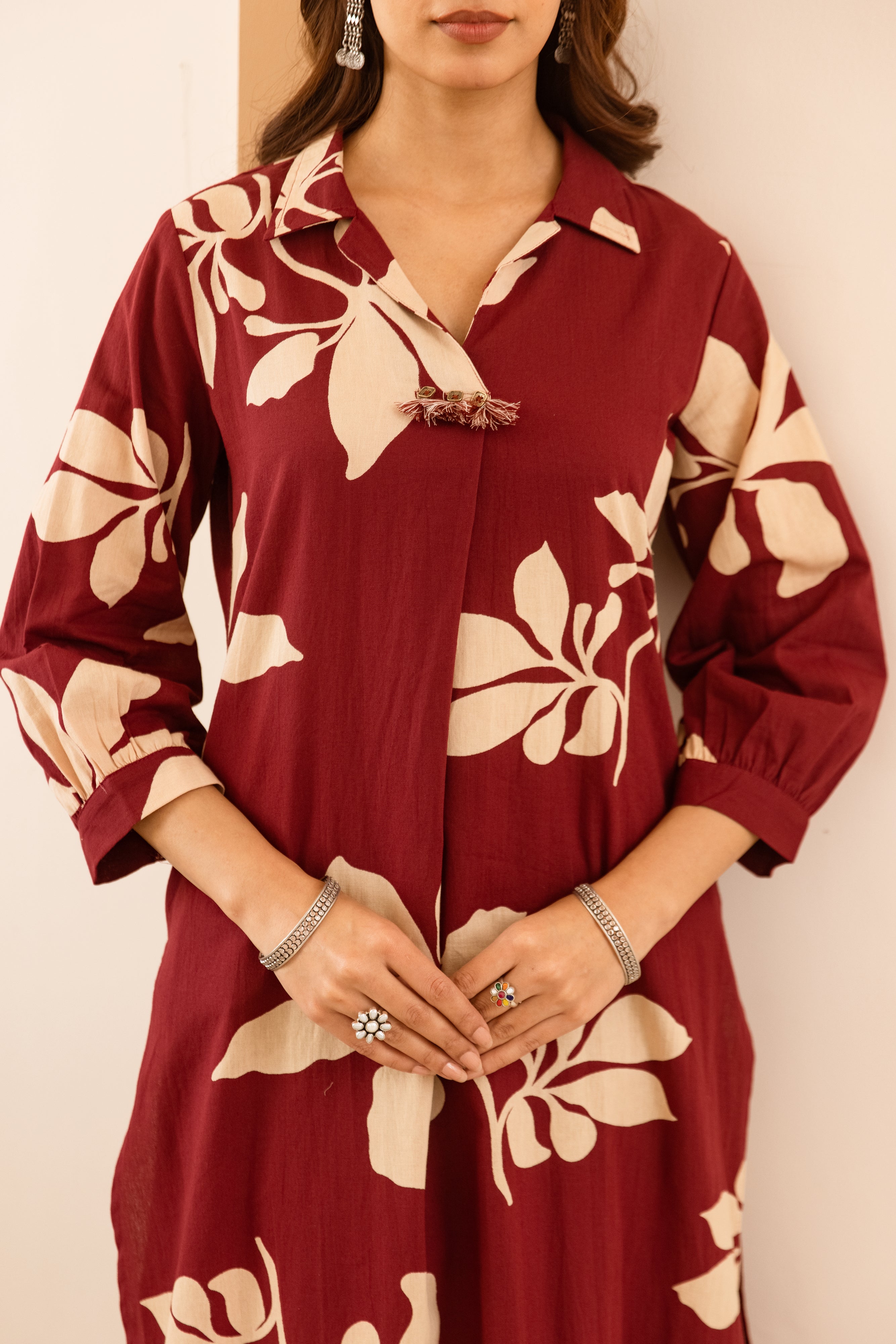 Vasanti German reyon Printed Maroon 2-Piece Set (Devri – D.No 21019)