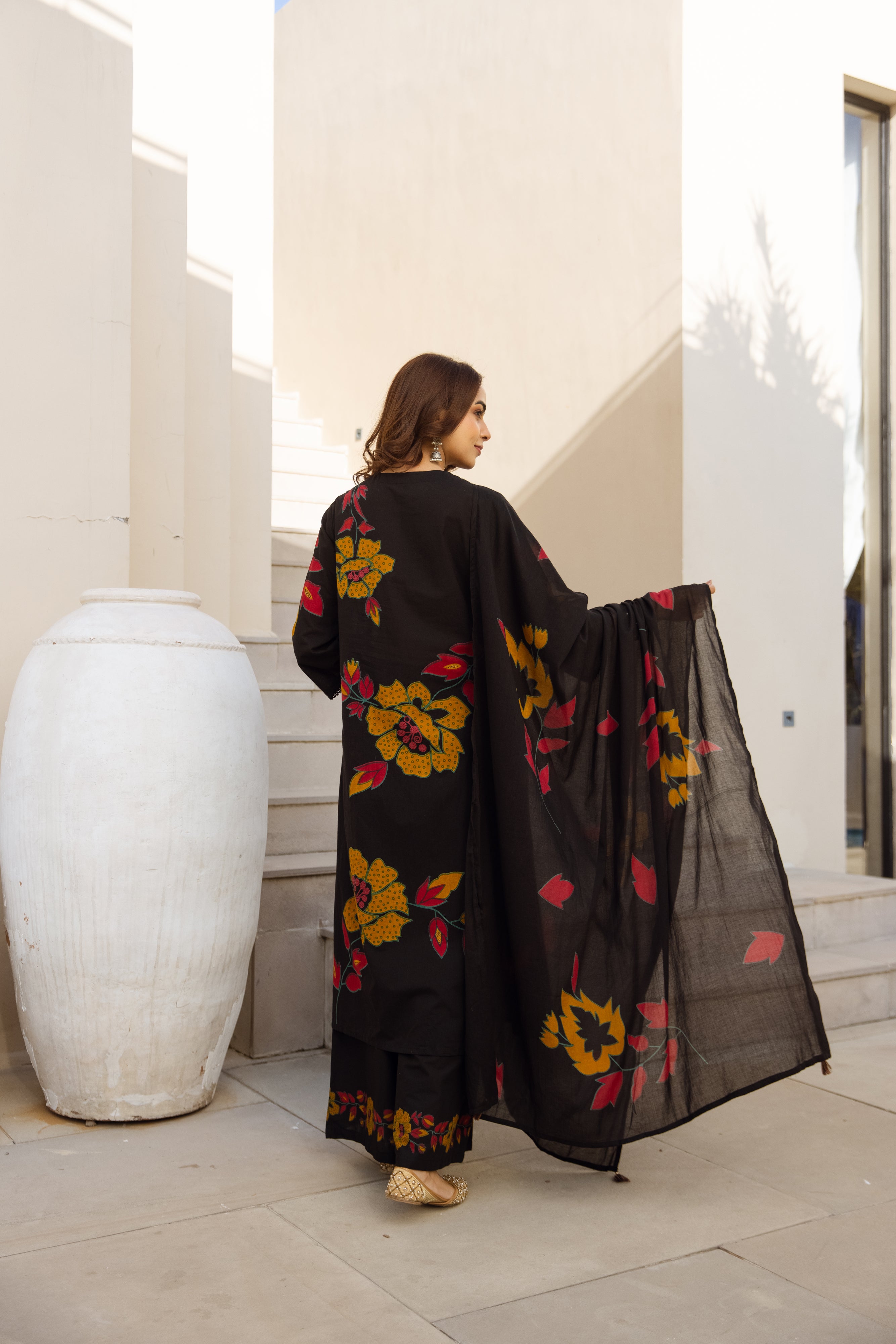 Ananya Cotton Printed Black 3-Piece Set (Devri – D.No 21002)