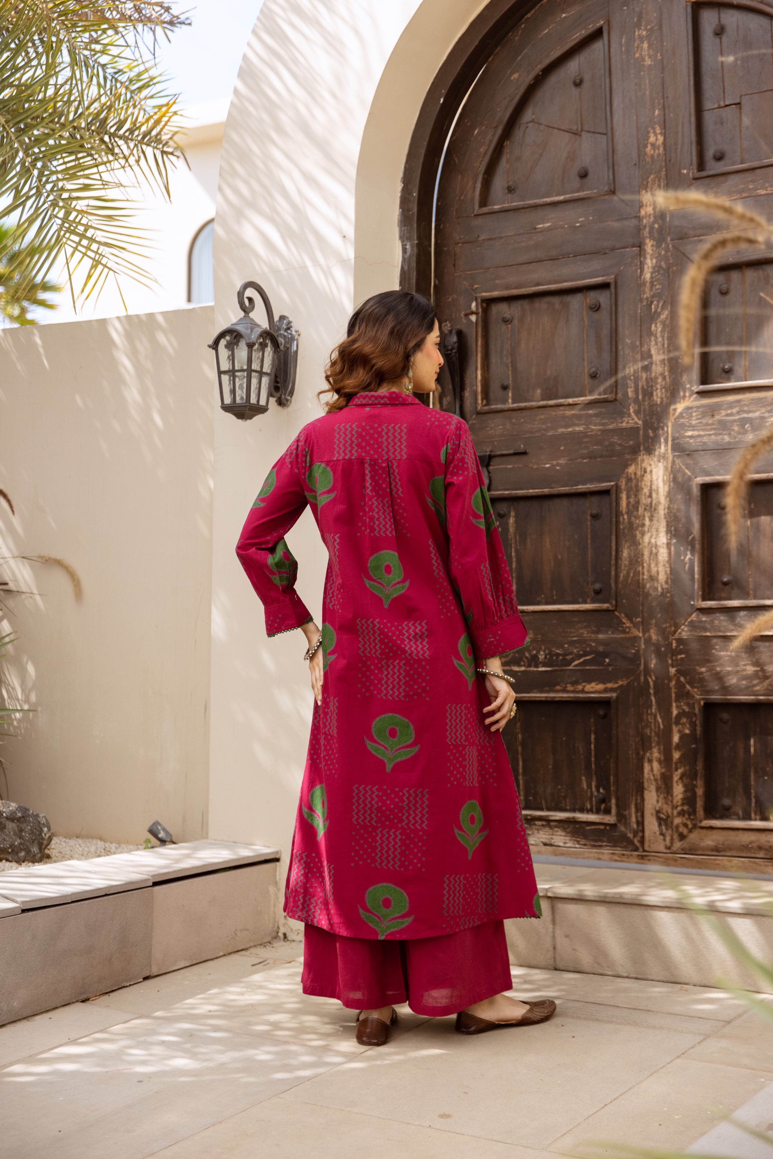 Ananya Cotton Printed Magenta & Emerald 2-Piece Set (Devri – D.No 20094)