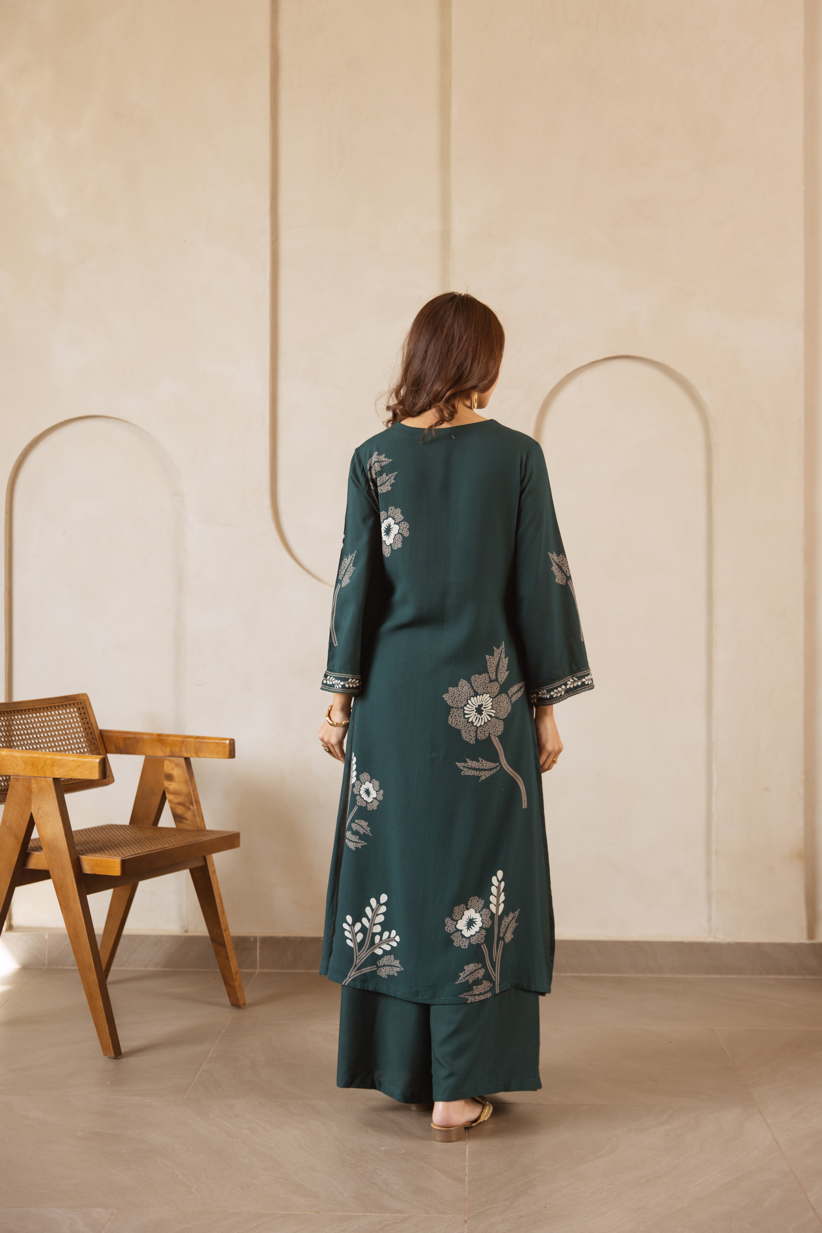 Kavya German Reyon Printed deep green 2-Piece Set (Devri – D.No 20071)