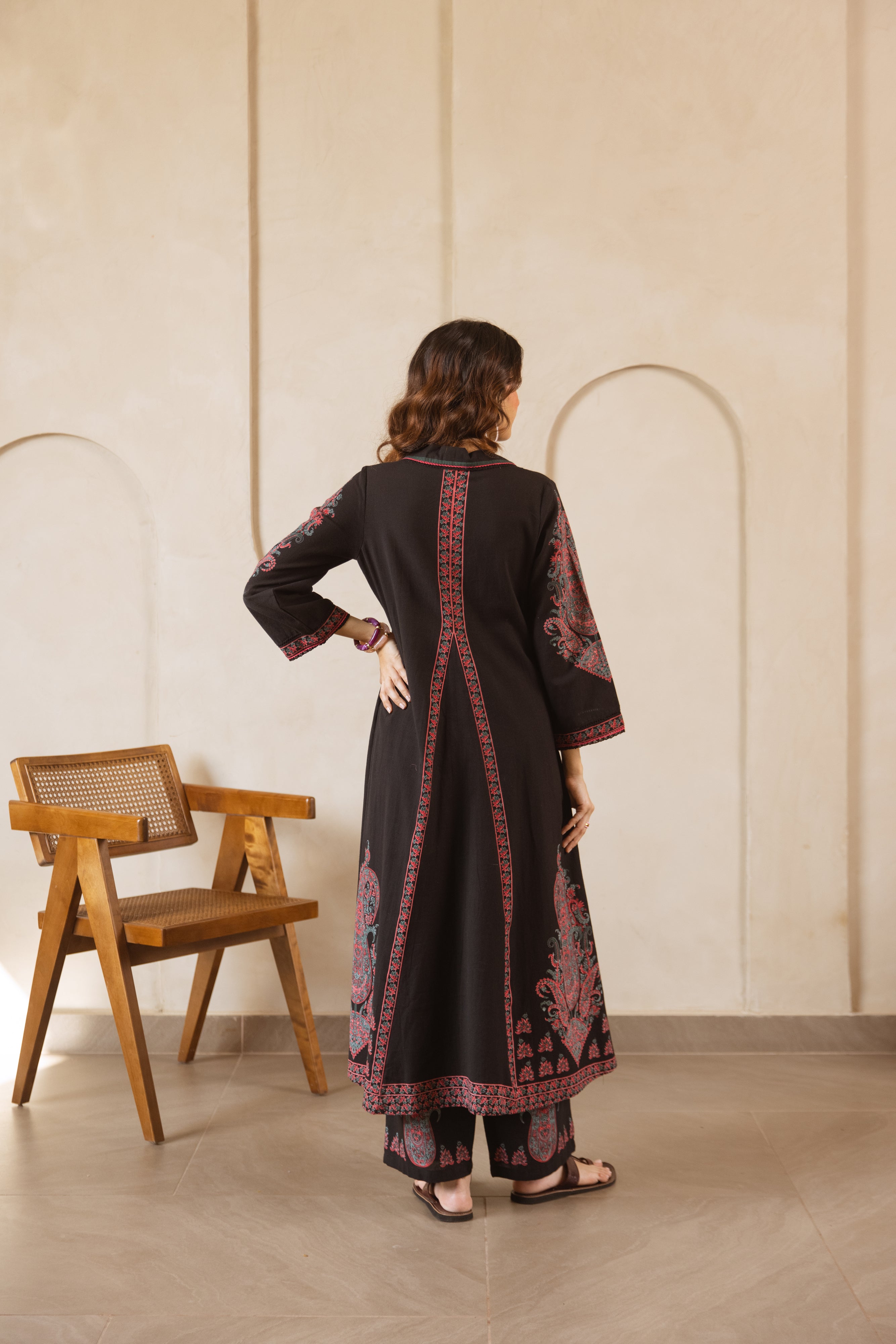 Mehr Cotton Slub Printed Black 2-Piece Set (Devri – D.No 21024)