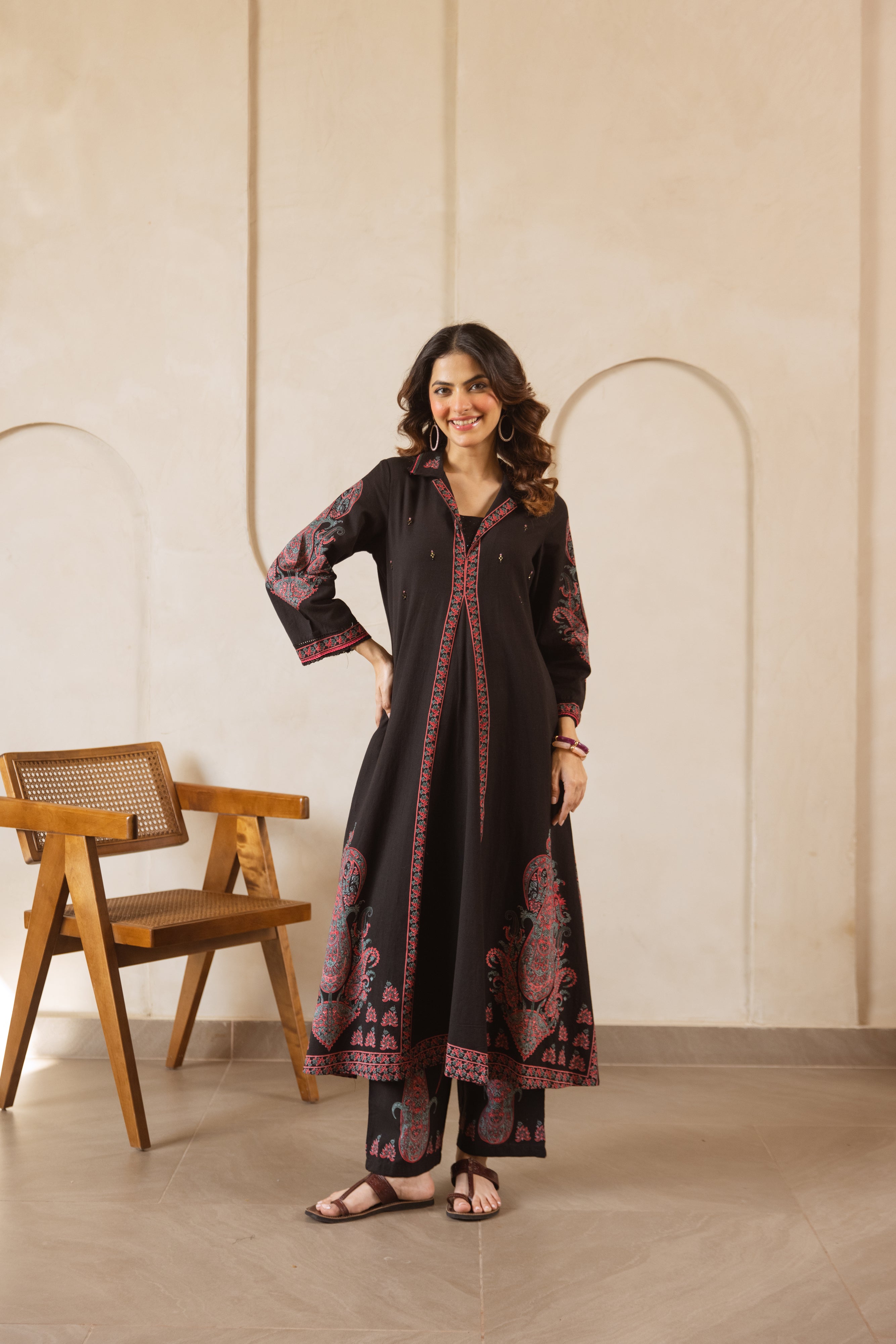 Mehr Cotton Slub Printed Black 2-Piece Set (Devri – D.No 21024)