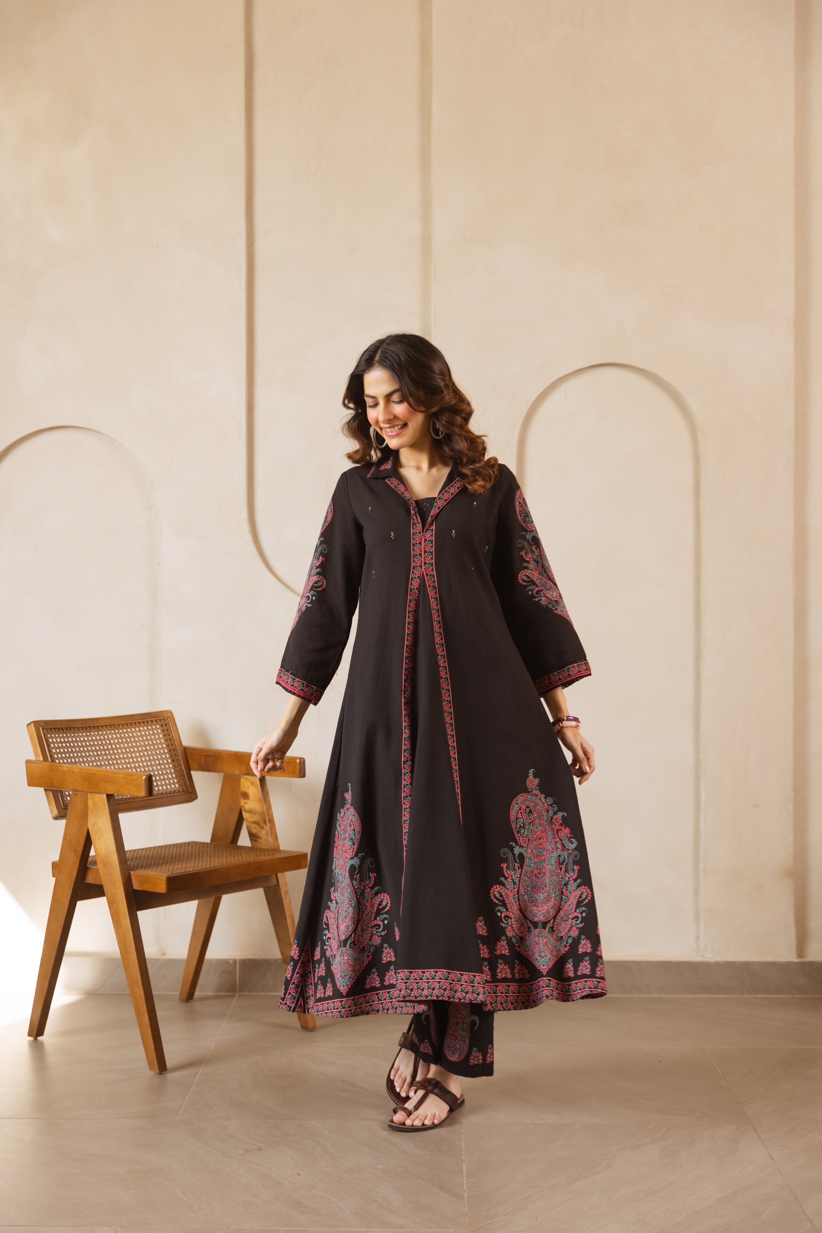 Mehr Cotton Slub Printed Black 2-Piece Set (Devri – D.No 21024)