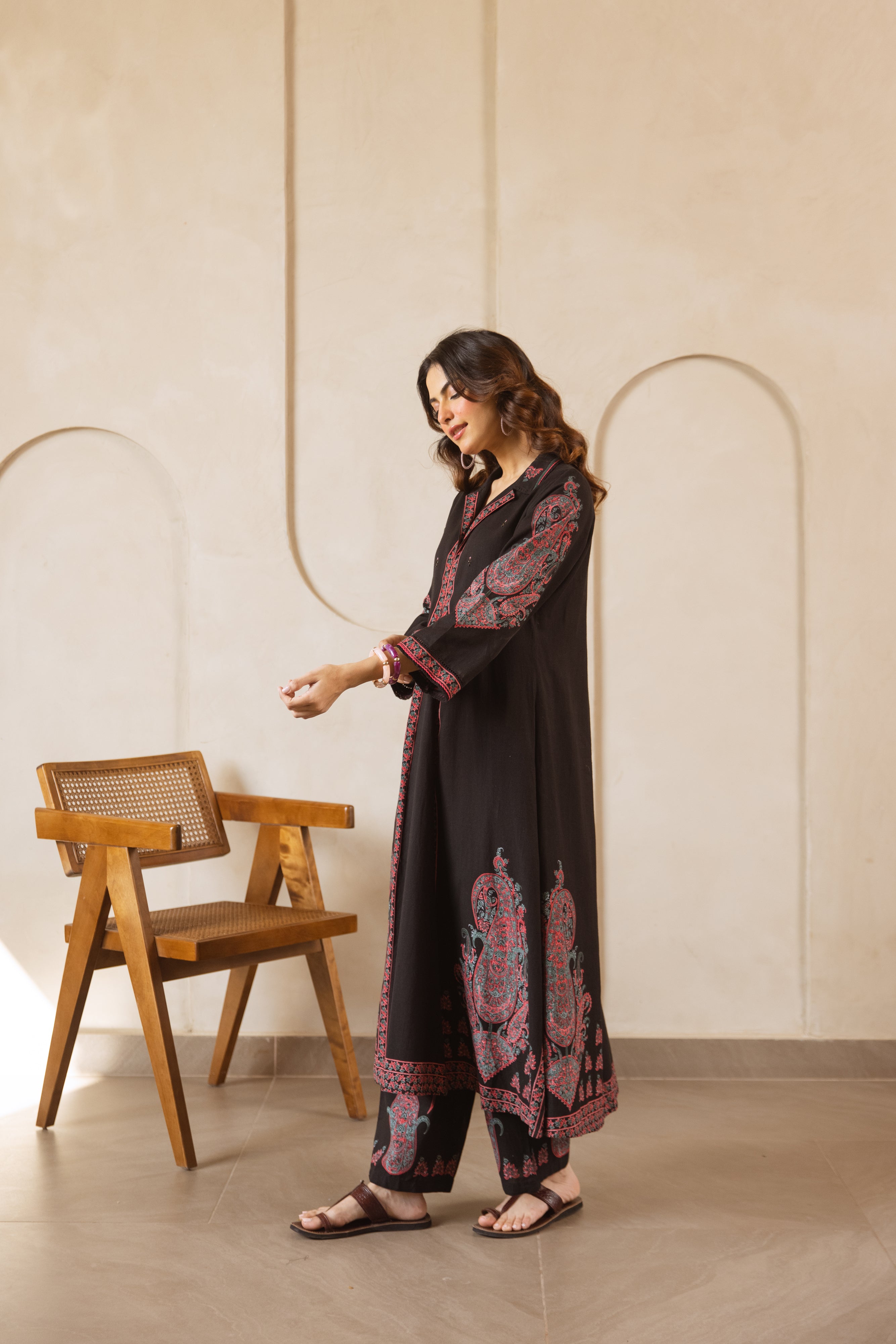 Mehr Cotton Slub Printed Black 2-Piece Set (Devri – D.No 21024)