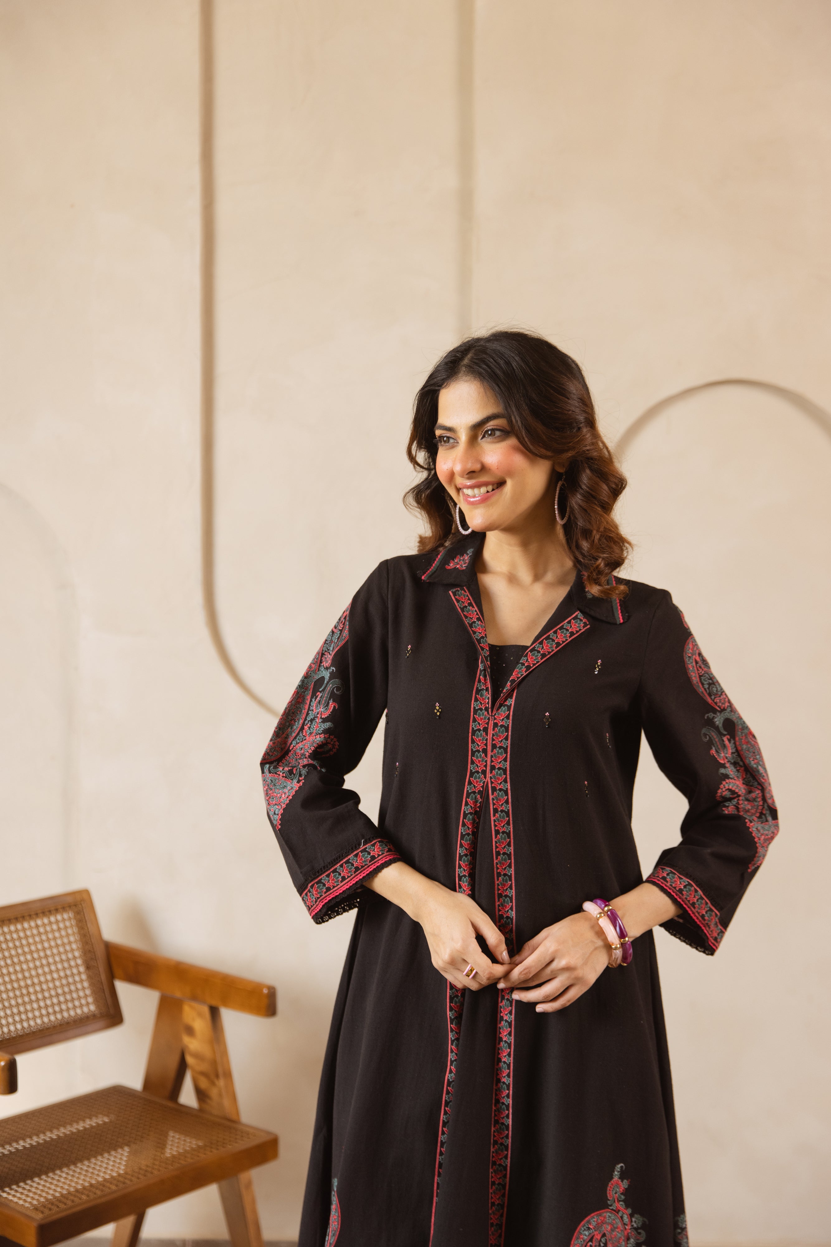 Mehr Cotton Slub Printed Black 2-Piece Set (Devri – D.No 21024)