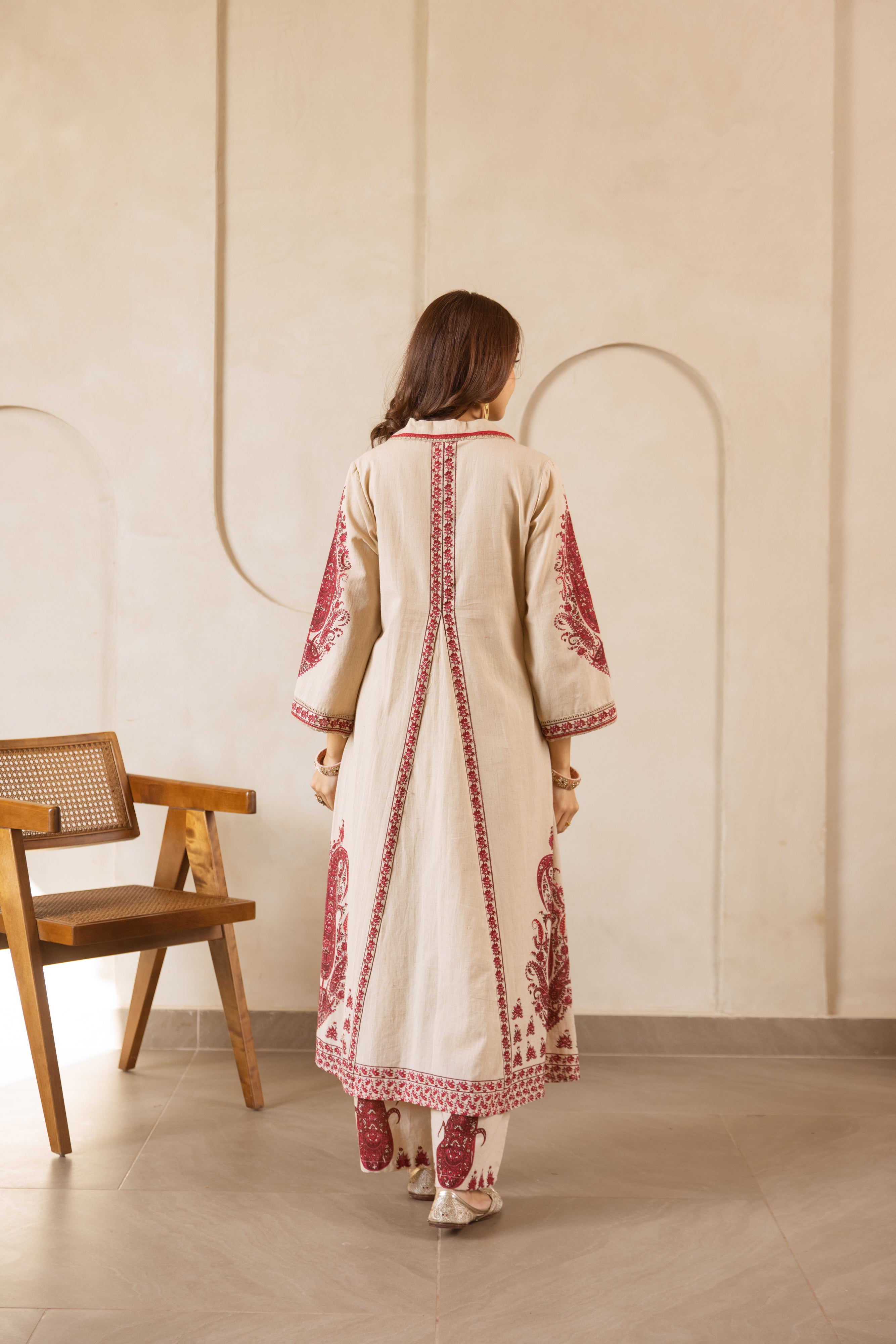 Meher Cotton Slub Printed Beige 2-Piece Set (Devri – D.No 21020)