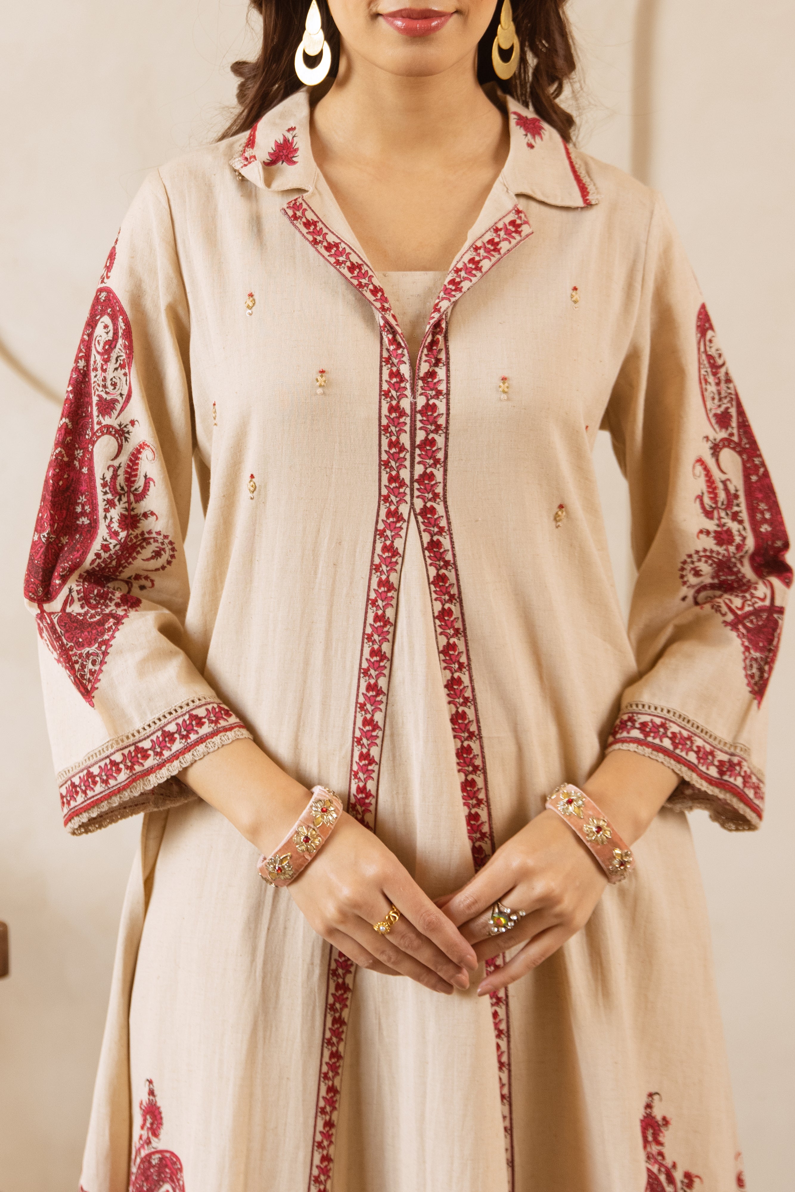 Meher Cotton Slub Printed Beige 2-Piece Set (Devri – D.No 21020)