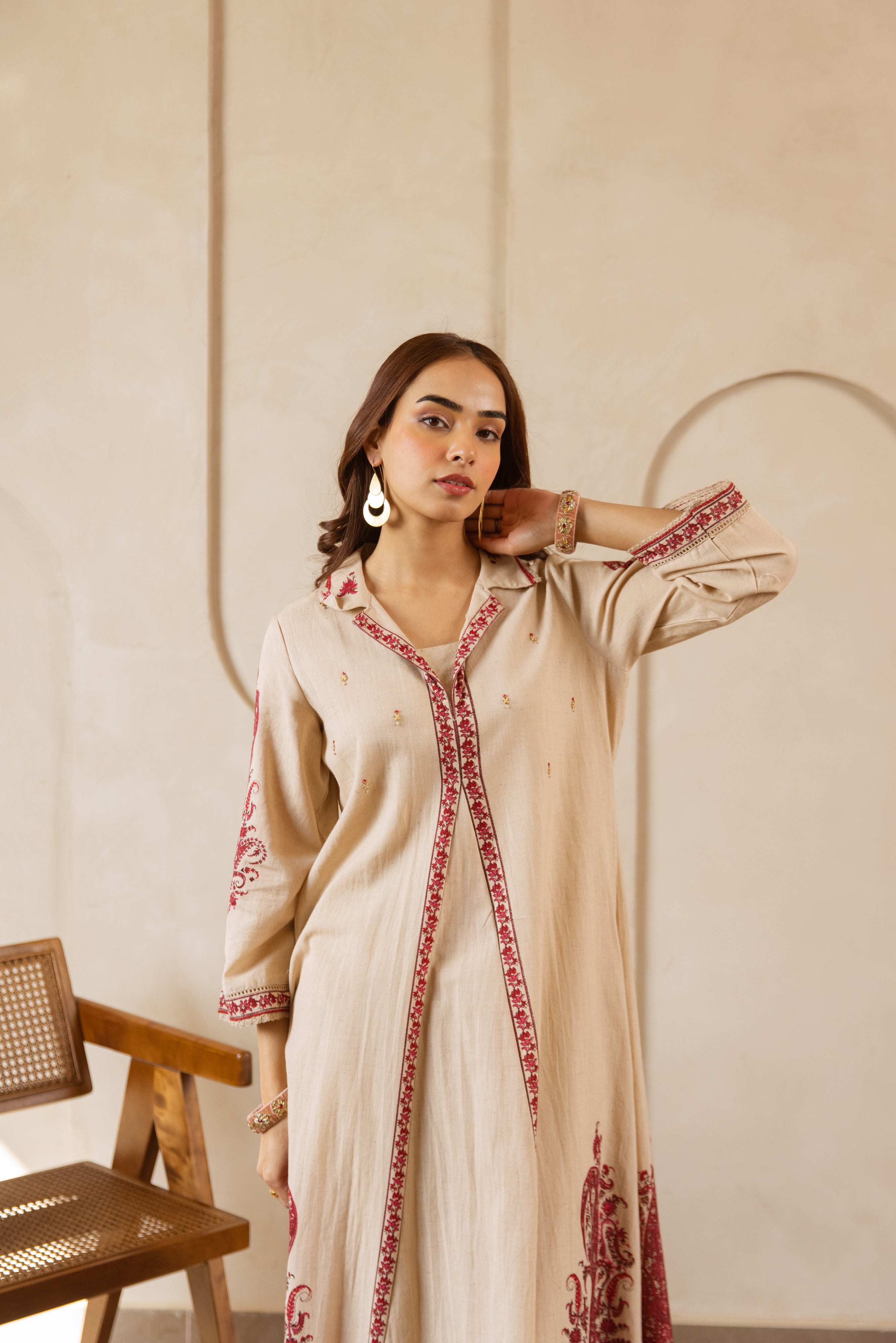 Meher Cotton Slub Printed Beige 2-Piece Set (Devri – D.No 21020)