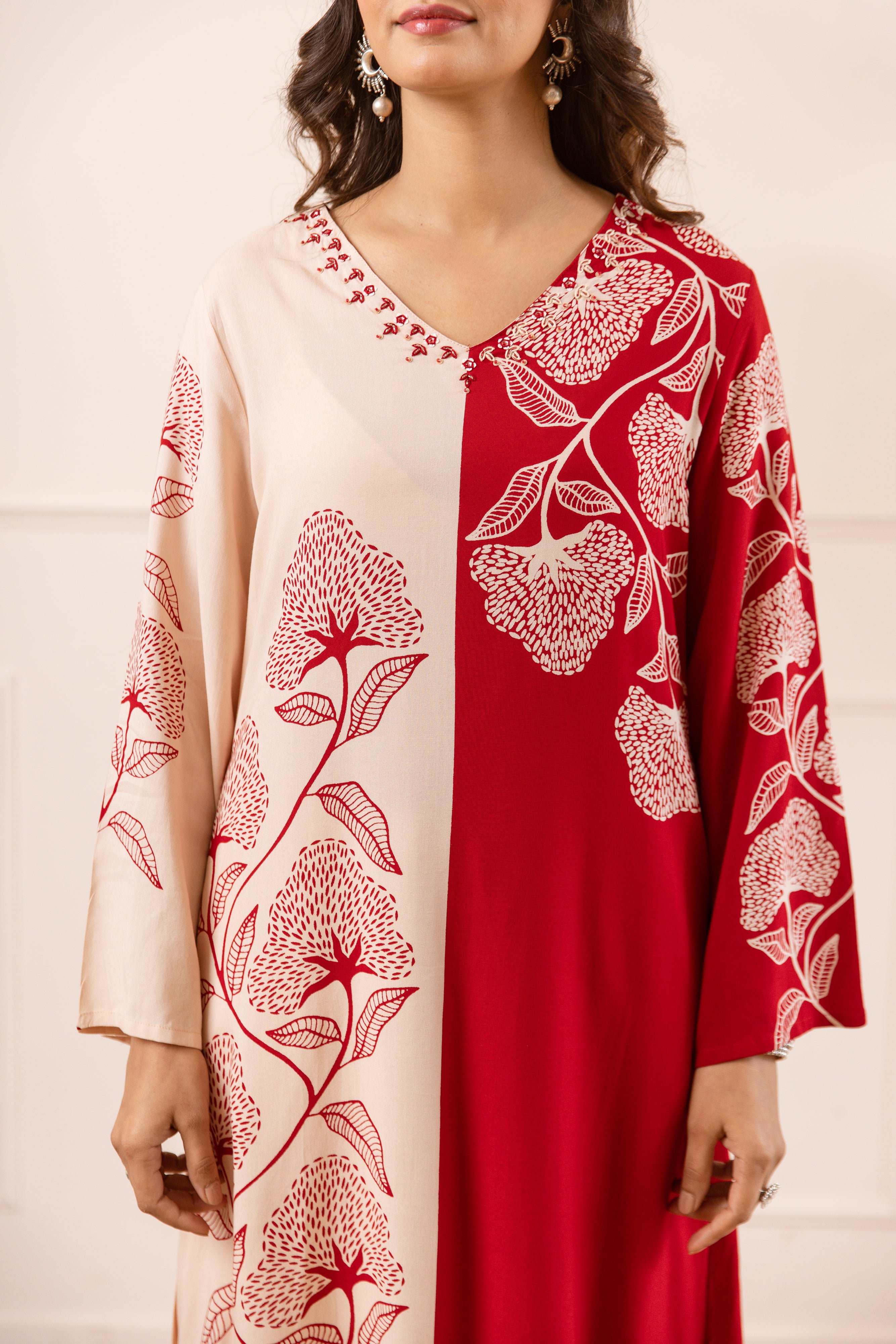 Gulnaar German Reyon Printed Cream 2-Piece Set (Devri – D.No 21036)