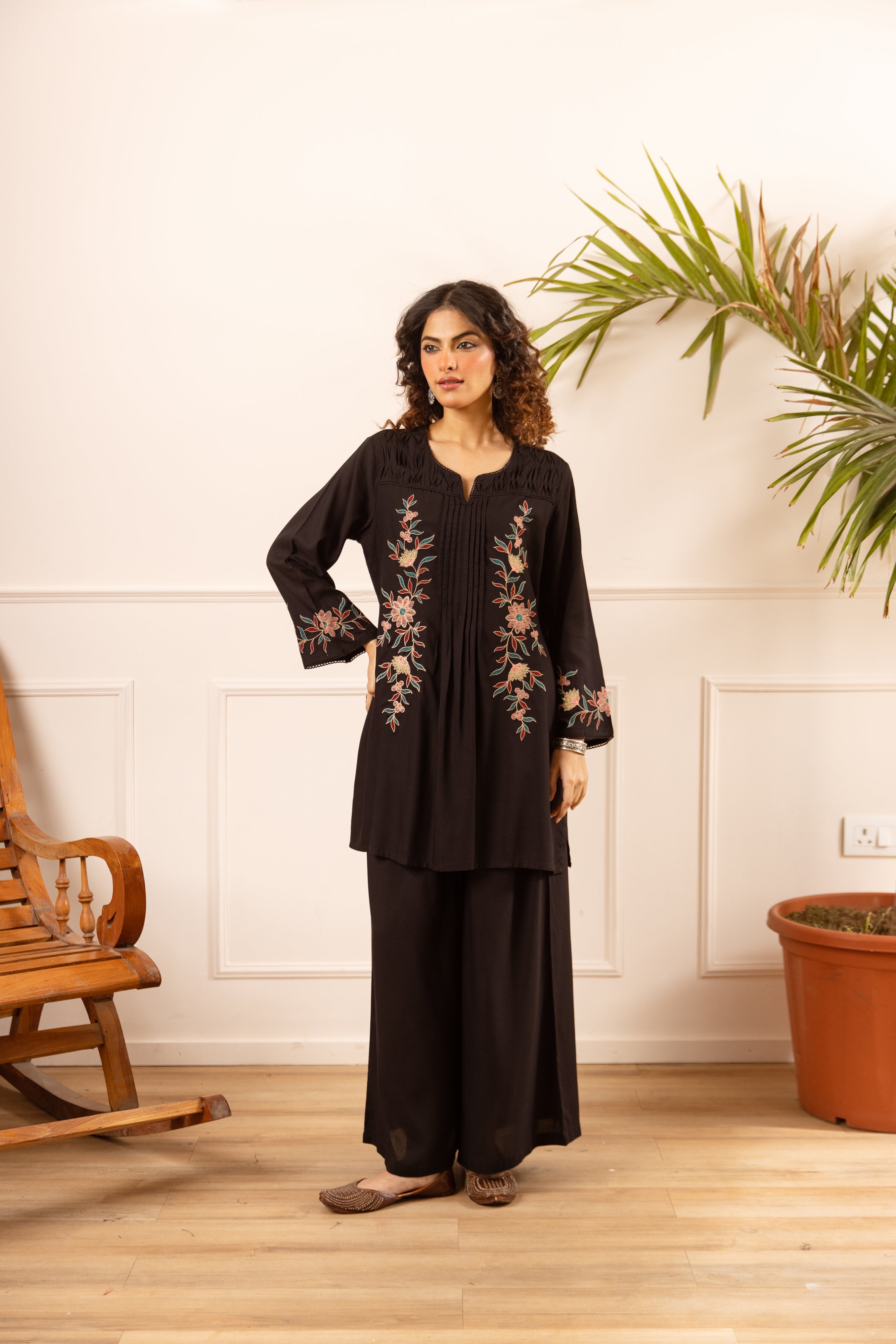 Advika Cotton Embroidered Black 2-Piece Set (Devri – D.No 21003)