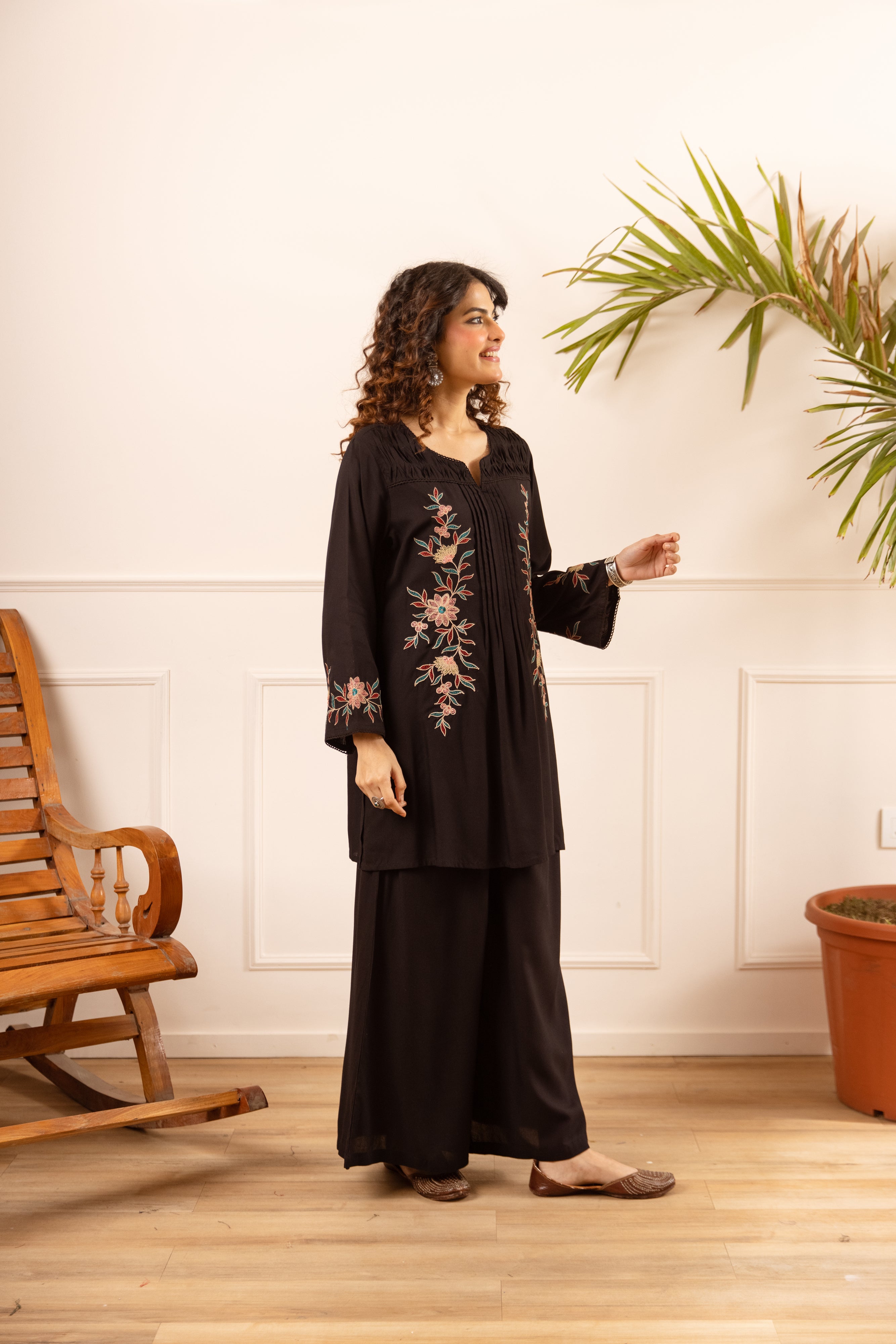 Advika Cotton Embroidered Black 2-Piece Set (Devri – D.No 21003)