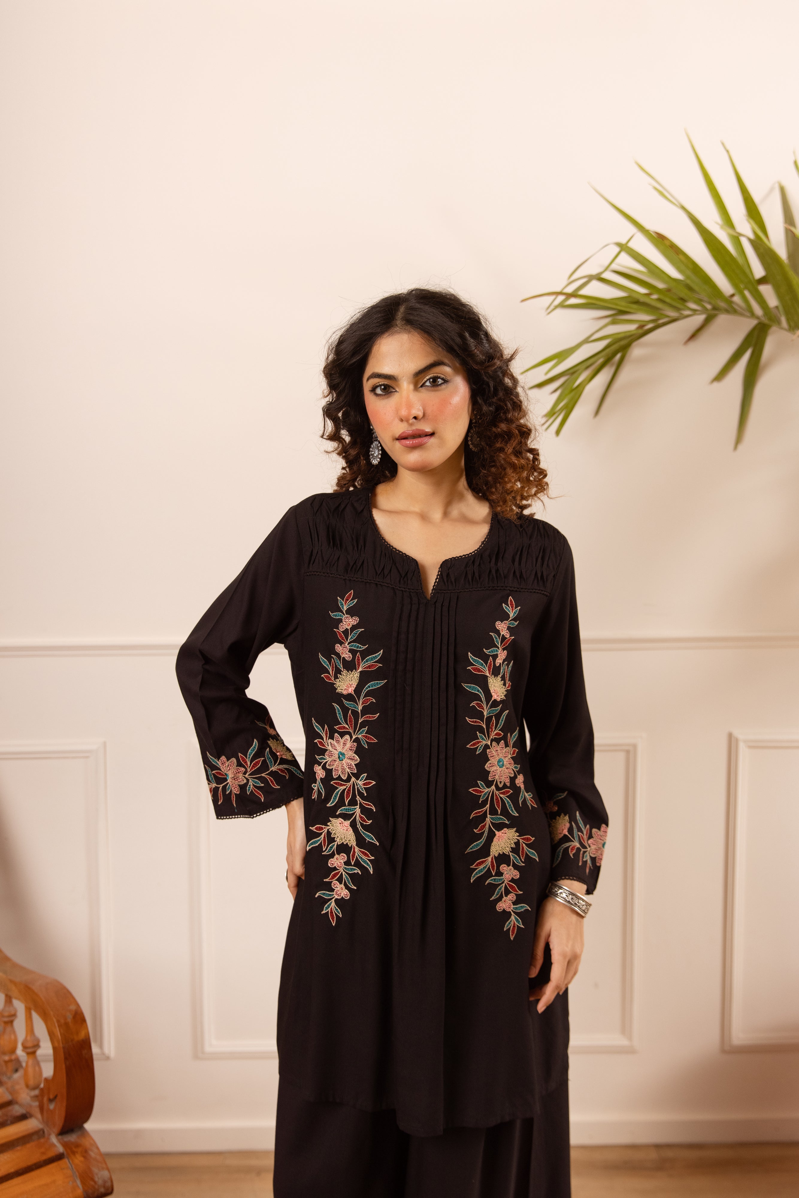Advika Cotton Embroidered Black 2-Piece Set (Devri – D.No 21003)