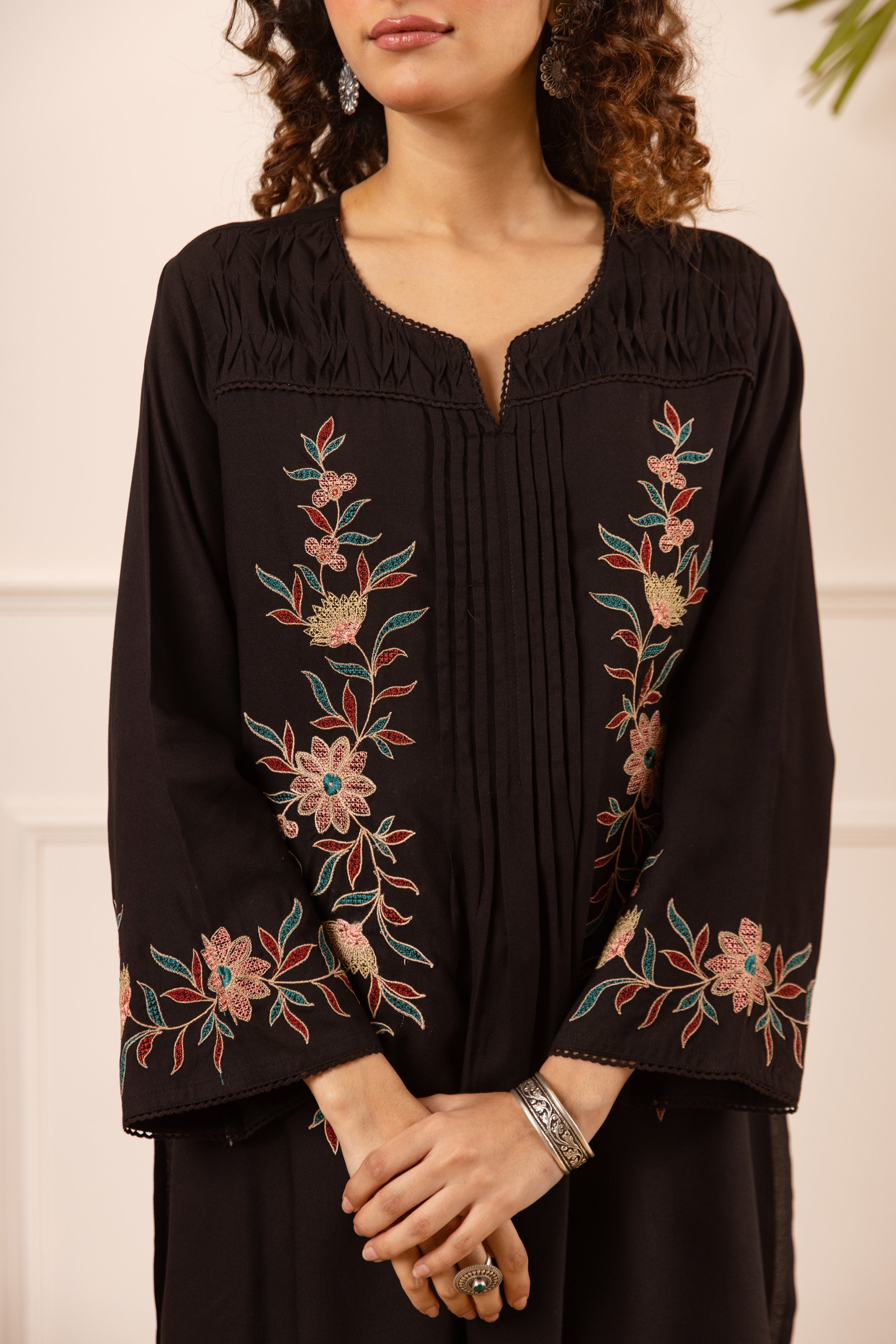 Advika Cotton Embroidered Black 2-Piece Set (Devri – D.No 21003)