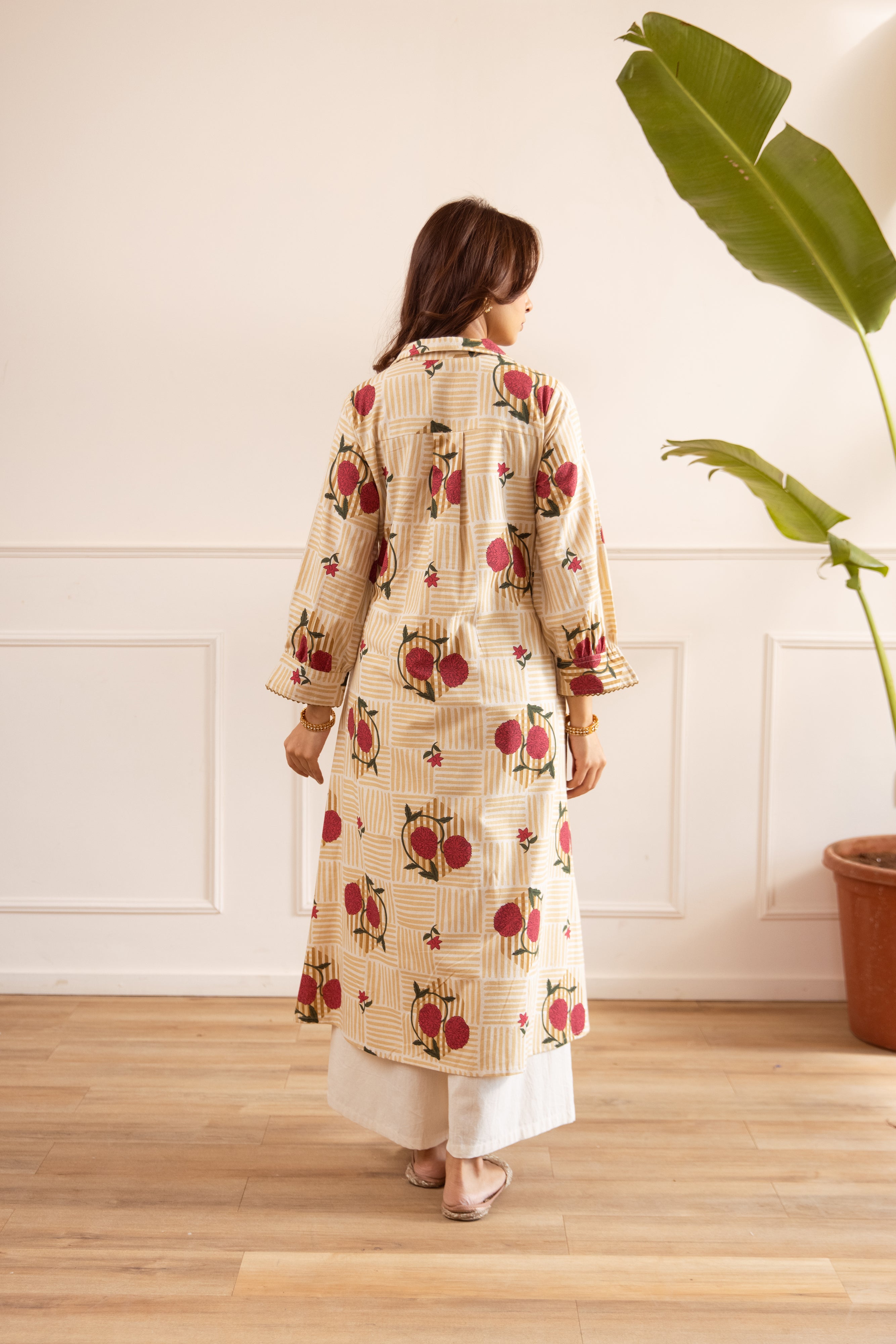 Gulnaar Pure cotton Printed Beige 3-Piece Set (Devri – D.No 21045)