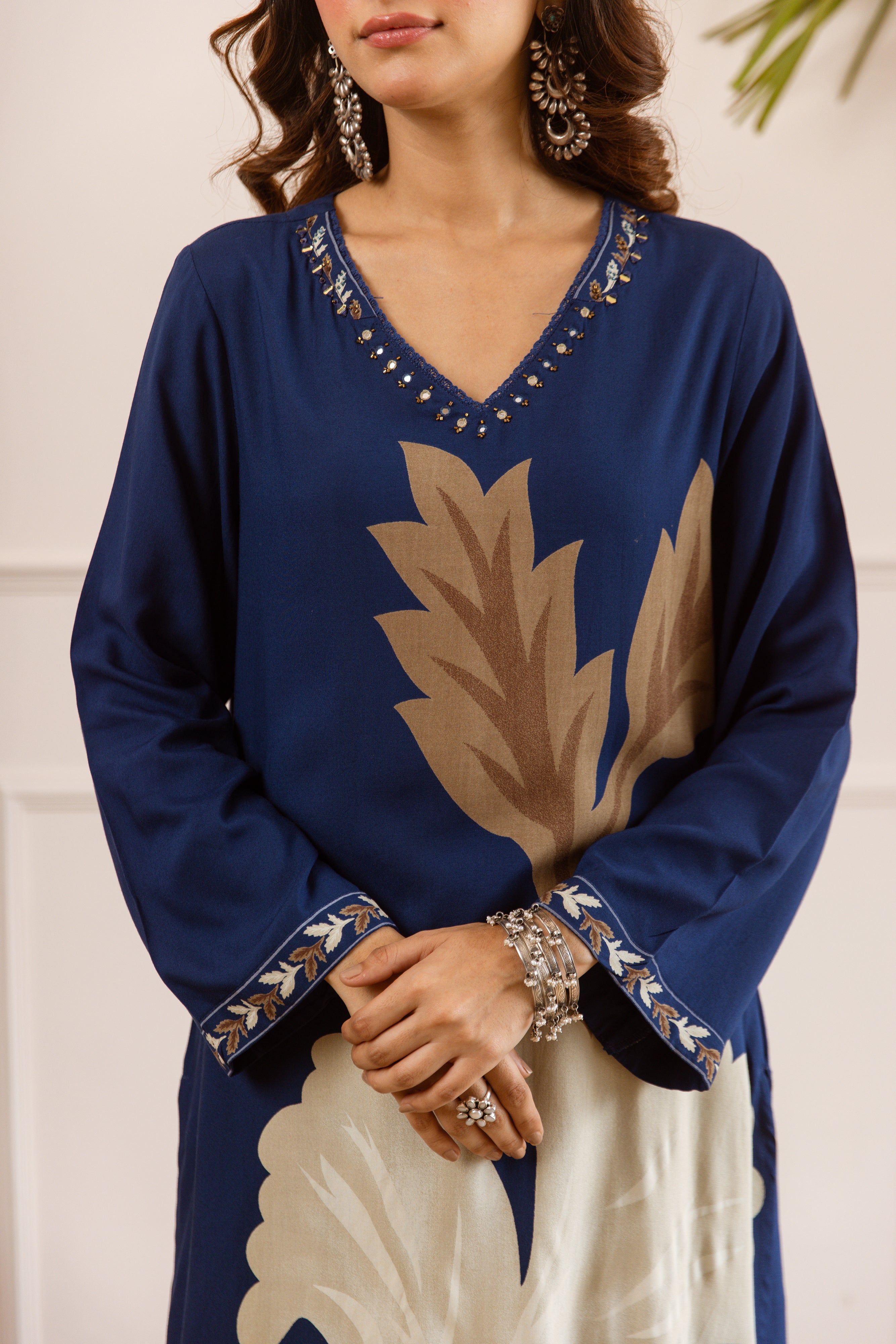 Vasanta German Reyon Printed Blue 2-Piece Set (Devri – D.No 21023)