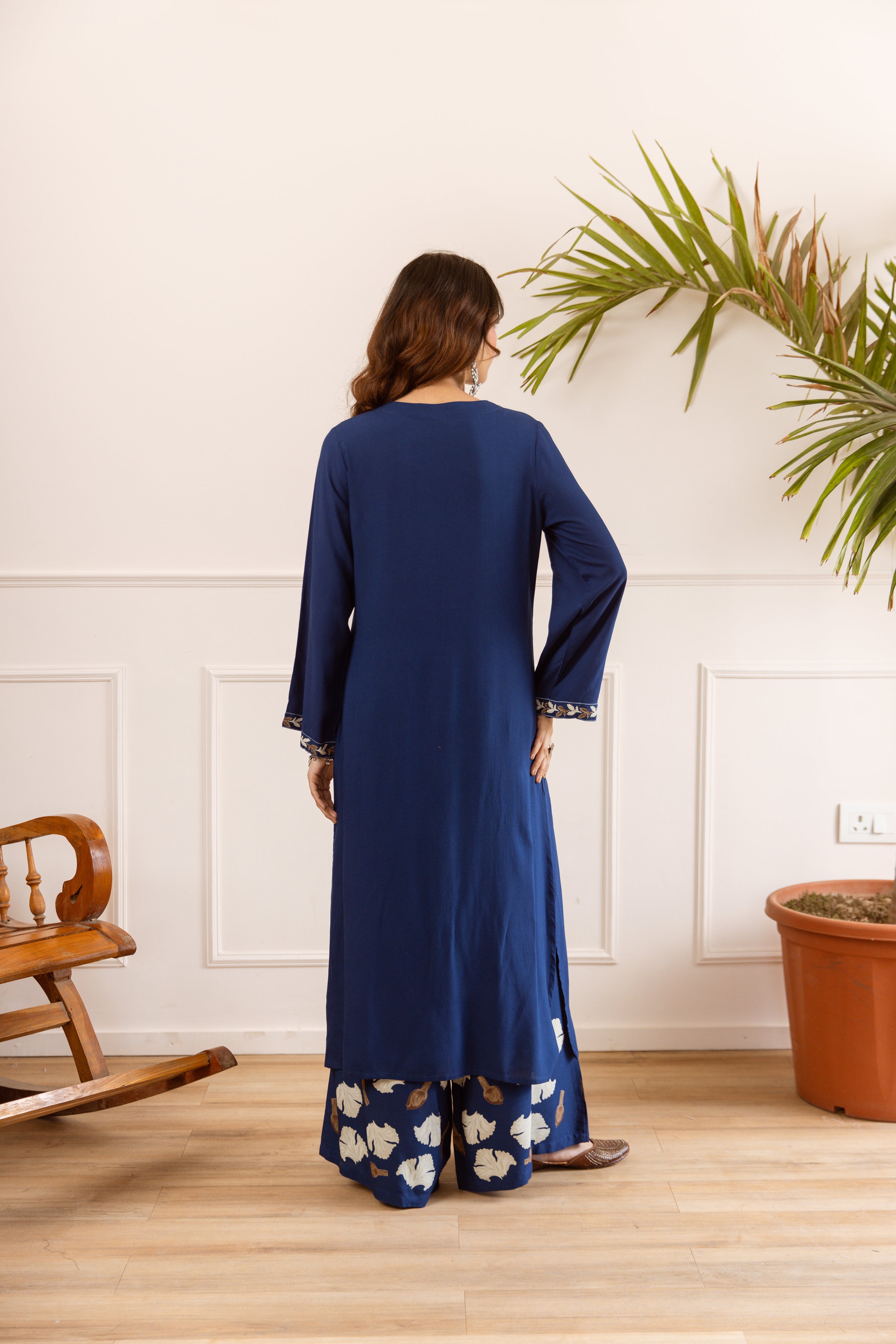 Vasanta German Reyon Printed Blue 2-Piece Set (Devri – D.No 21023)