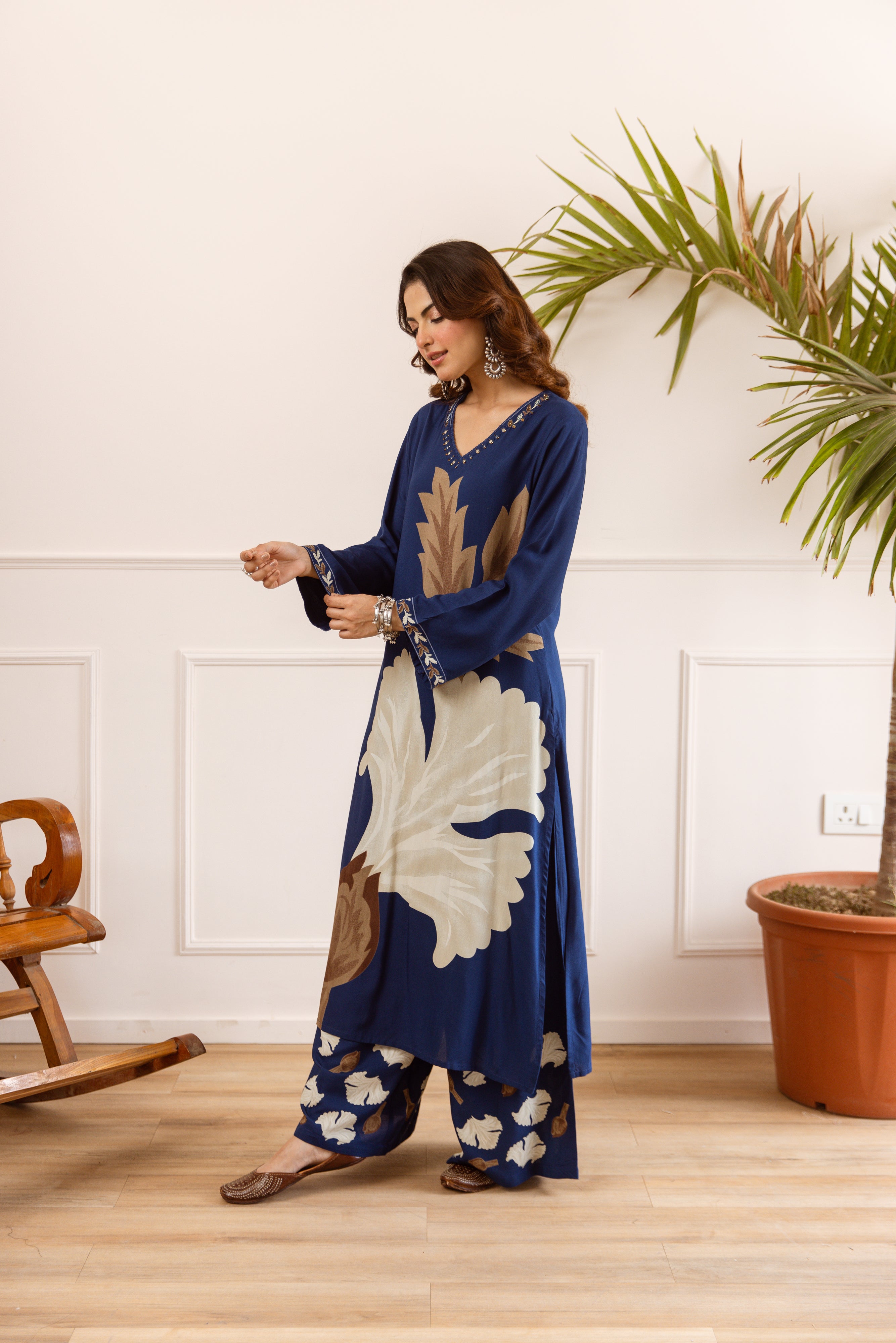 Vasanta German Reyon Printed Blue 2-Piece Set (Devri – D.No 21023)