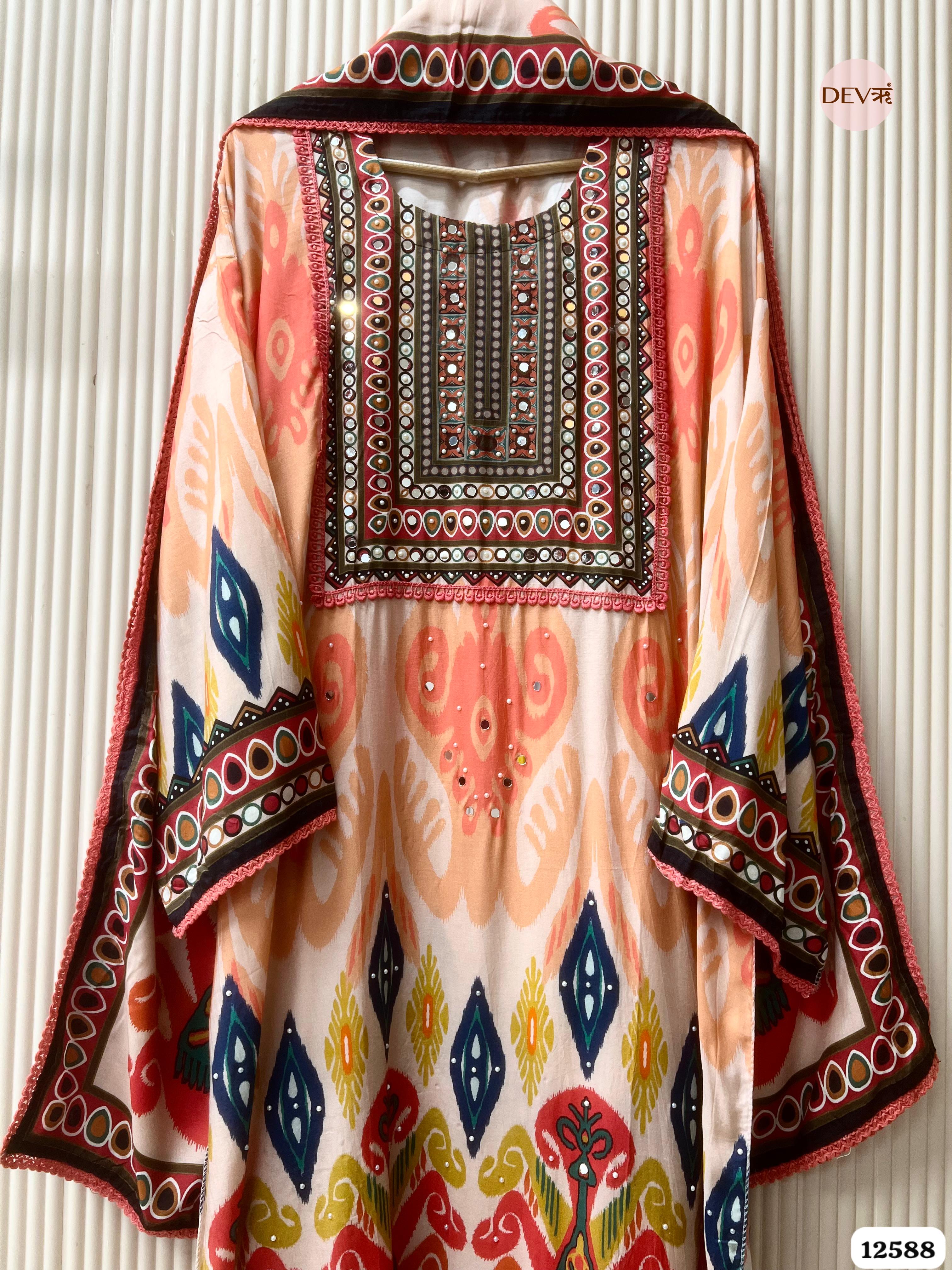 Multi-Colour Muslin Printed Unstitched 3-Piece Suit (Devri – D.No 12588)
