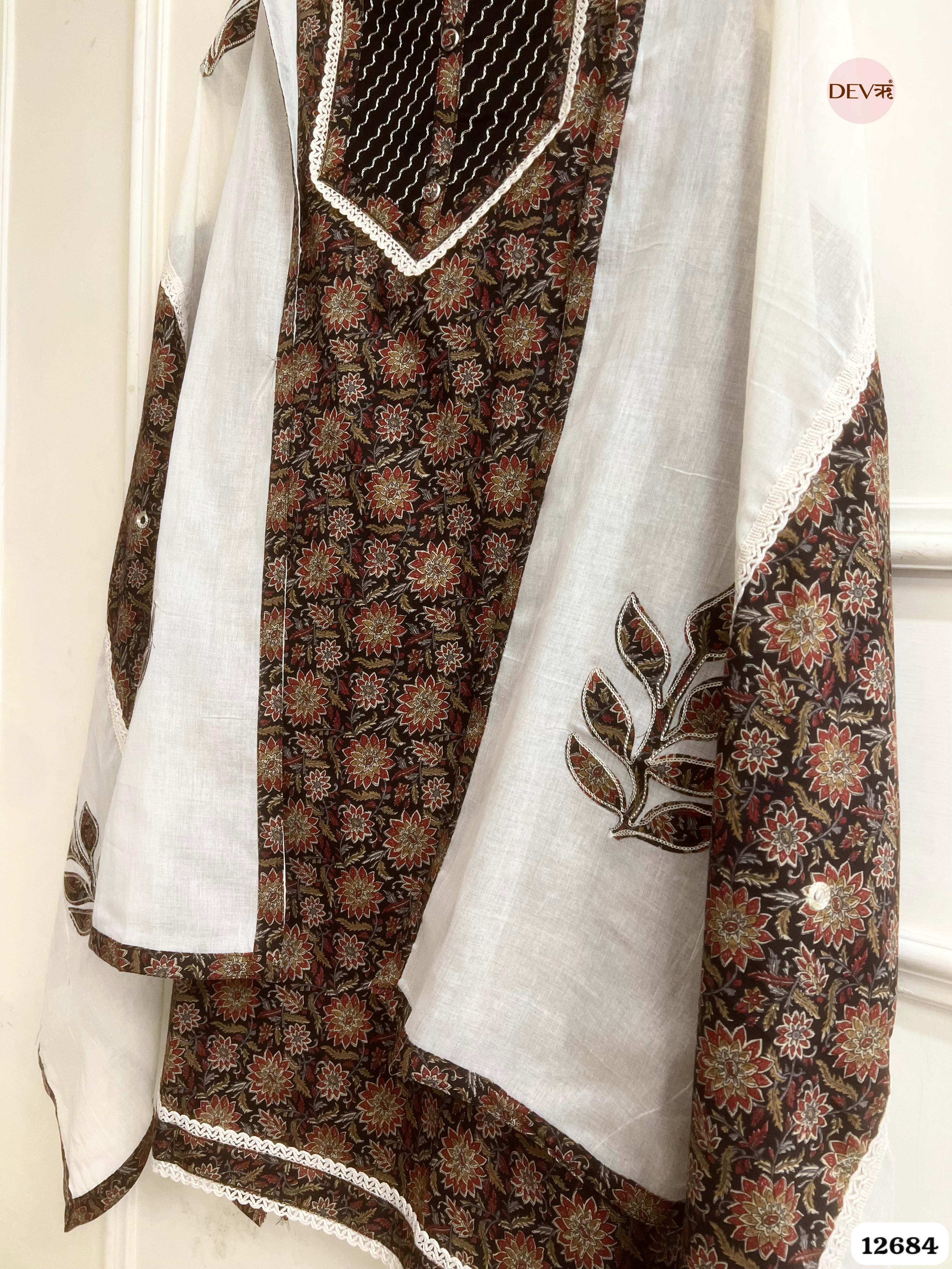Multicolor Cotton Printed Unstitched 3-Piece Suit (Devri – D.No 12684)