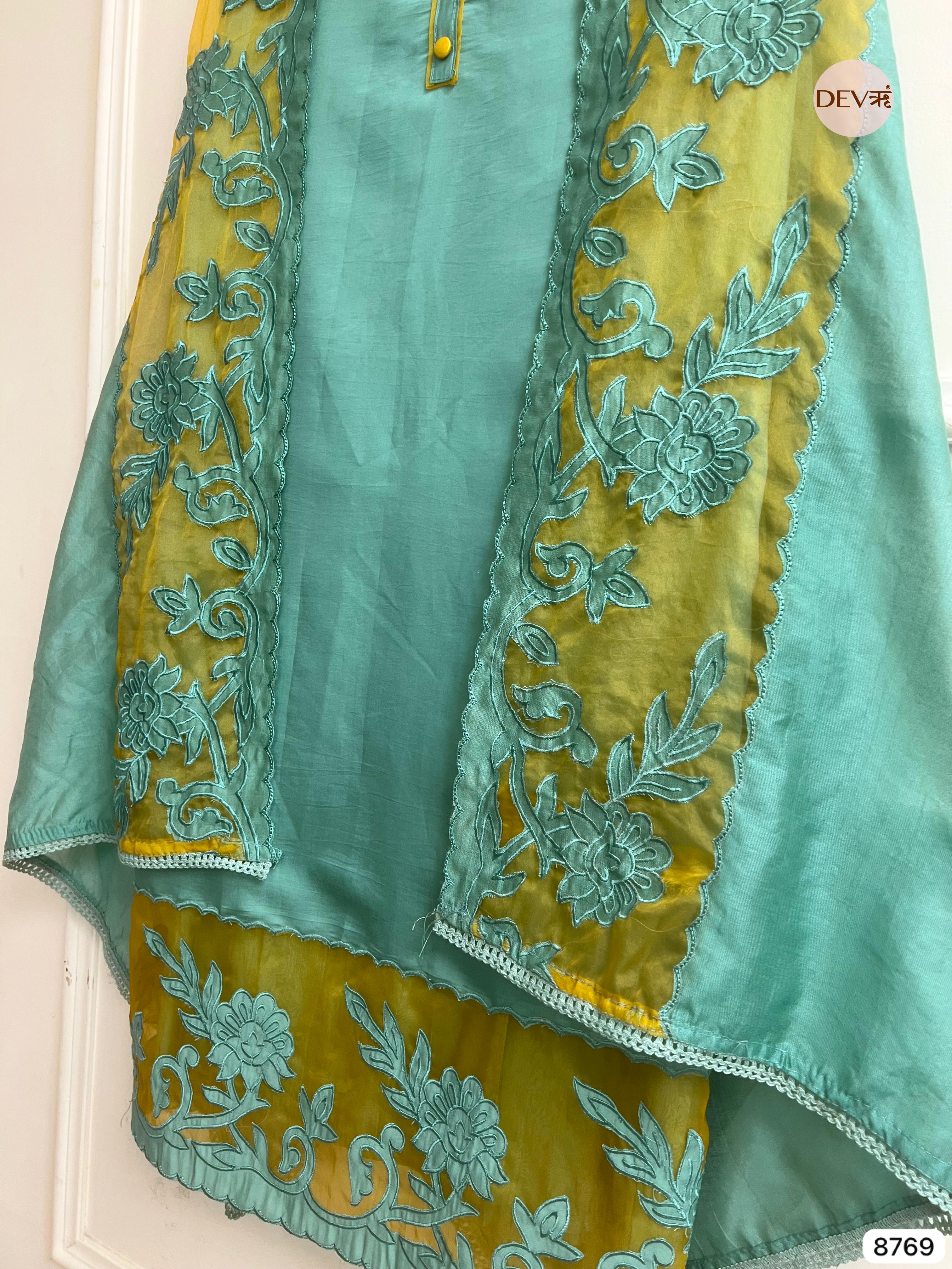 Seafoam Green Modal Silk Embroidered Unstitched 3-Piece Suit (Devri – D.No 8769)