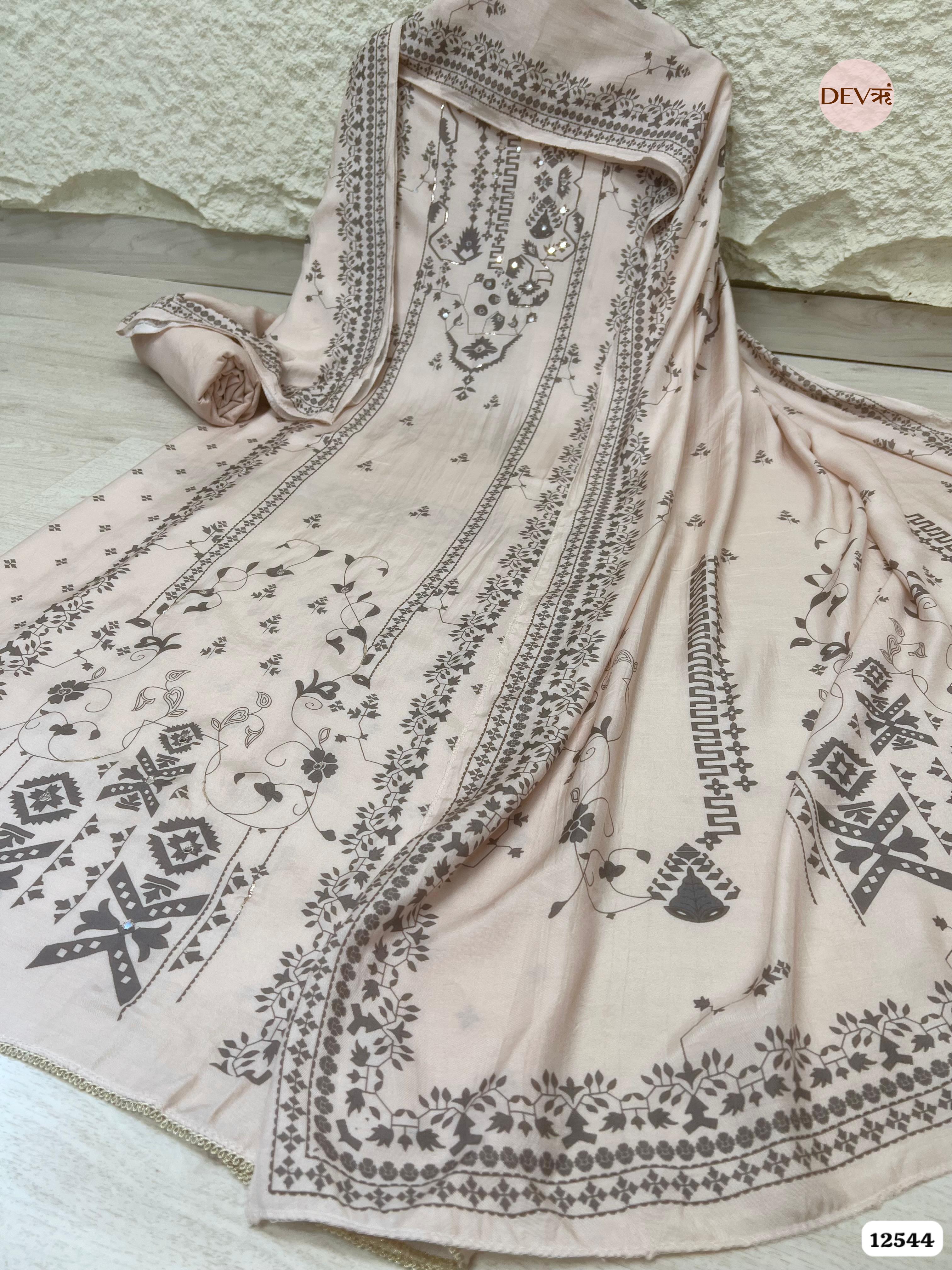 blush pink Muslin Printed Unstitched 3-Piece Suit (Devri – D.No 12544)