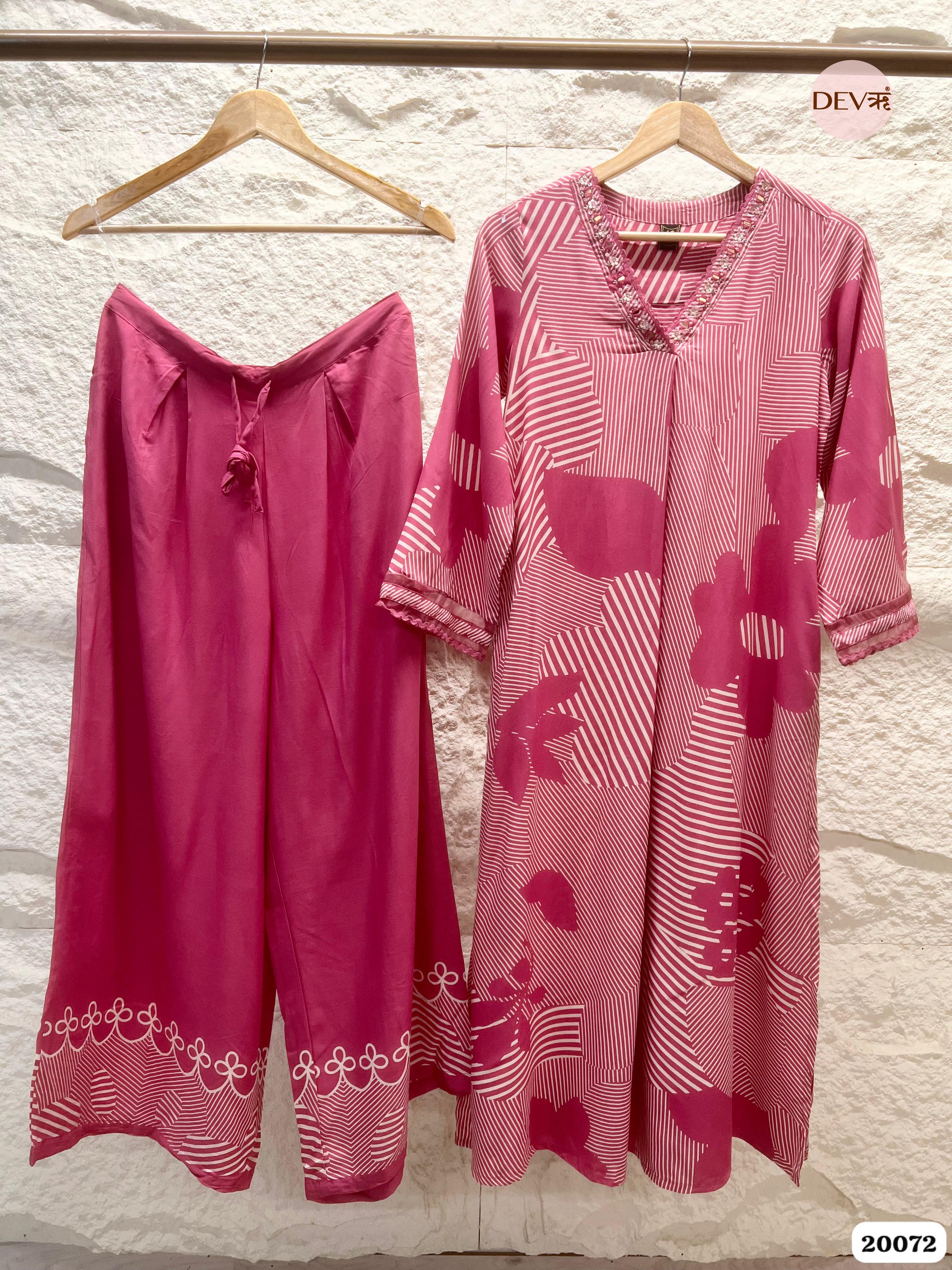 Sana German Reyon Printed Pink 2-Piece Set (Devri – D.No 20072)