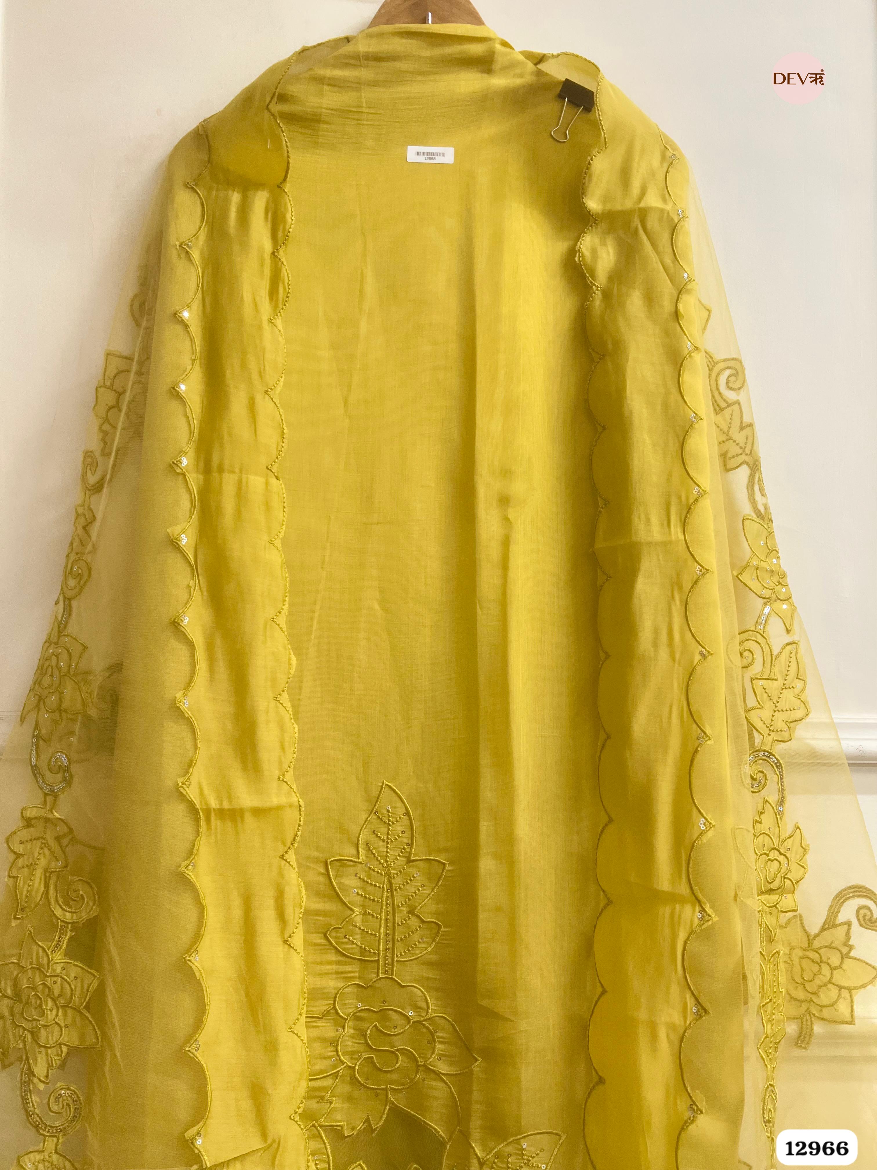 Mustard Roman Silk Embroidered Unstitched 3-Piece Suit (Devri – D.No 12966)